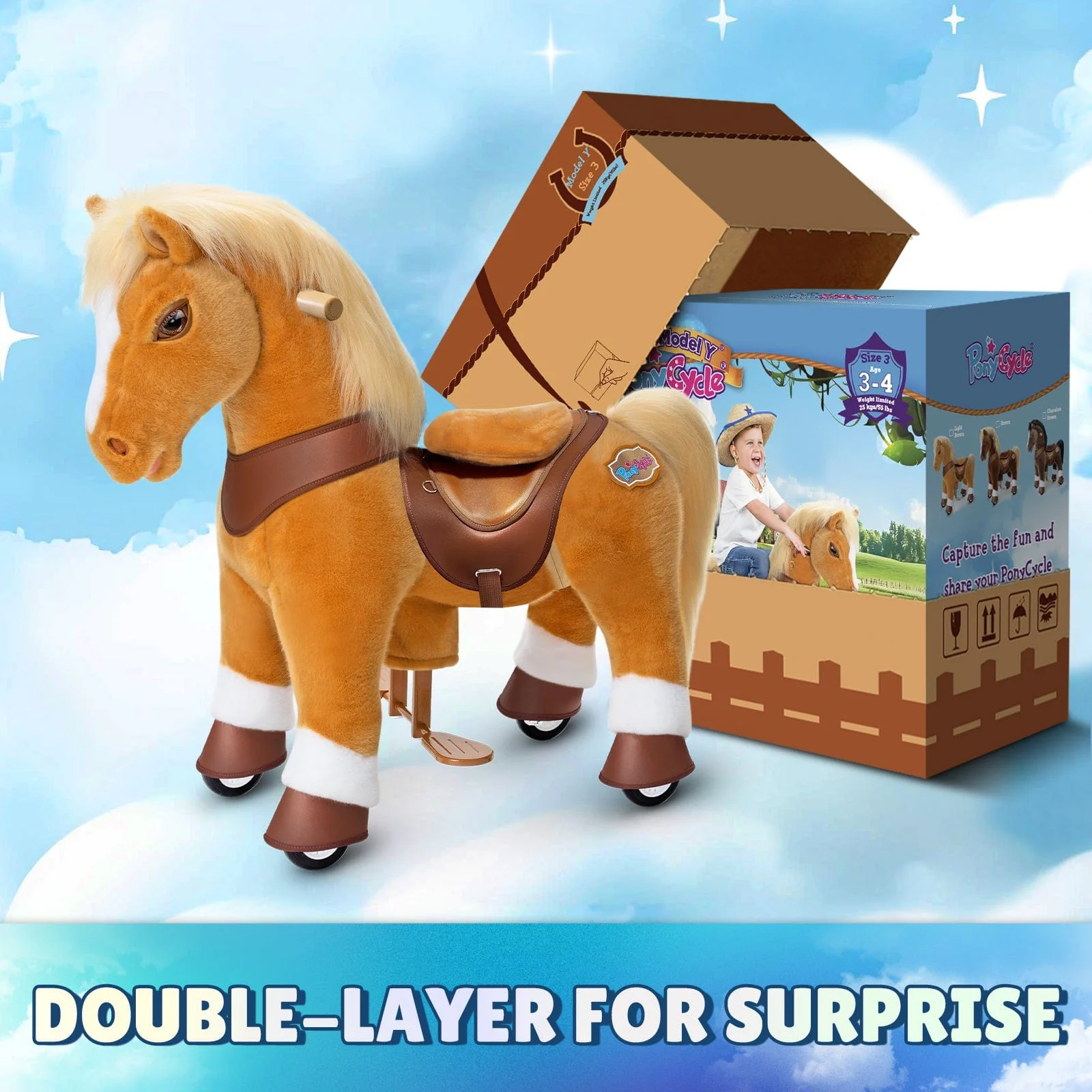 Model Y Light Brown Horse Rideable Toy for Age 3-4 - Image 8