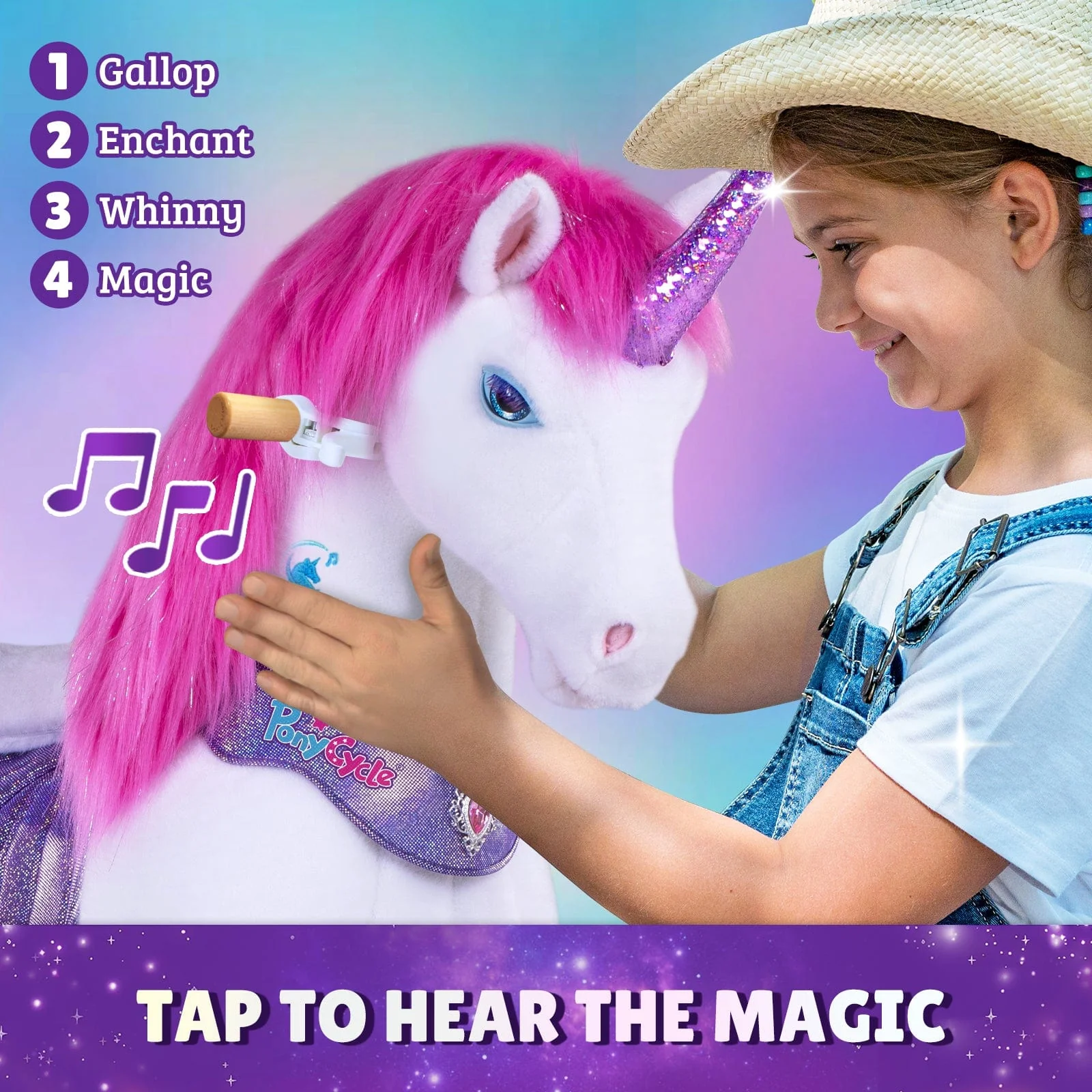 Model Y Pink/Purple Unicorn Rideable Toy for Age 3-4 - Image 4