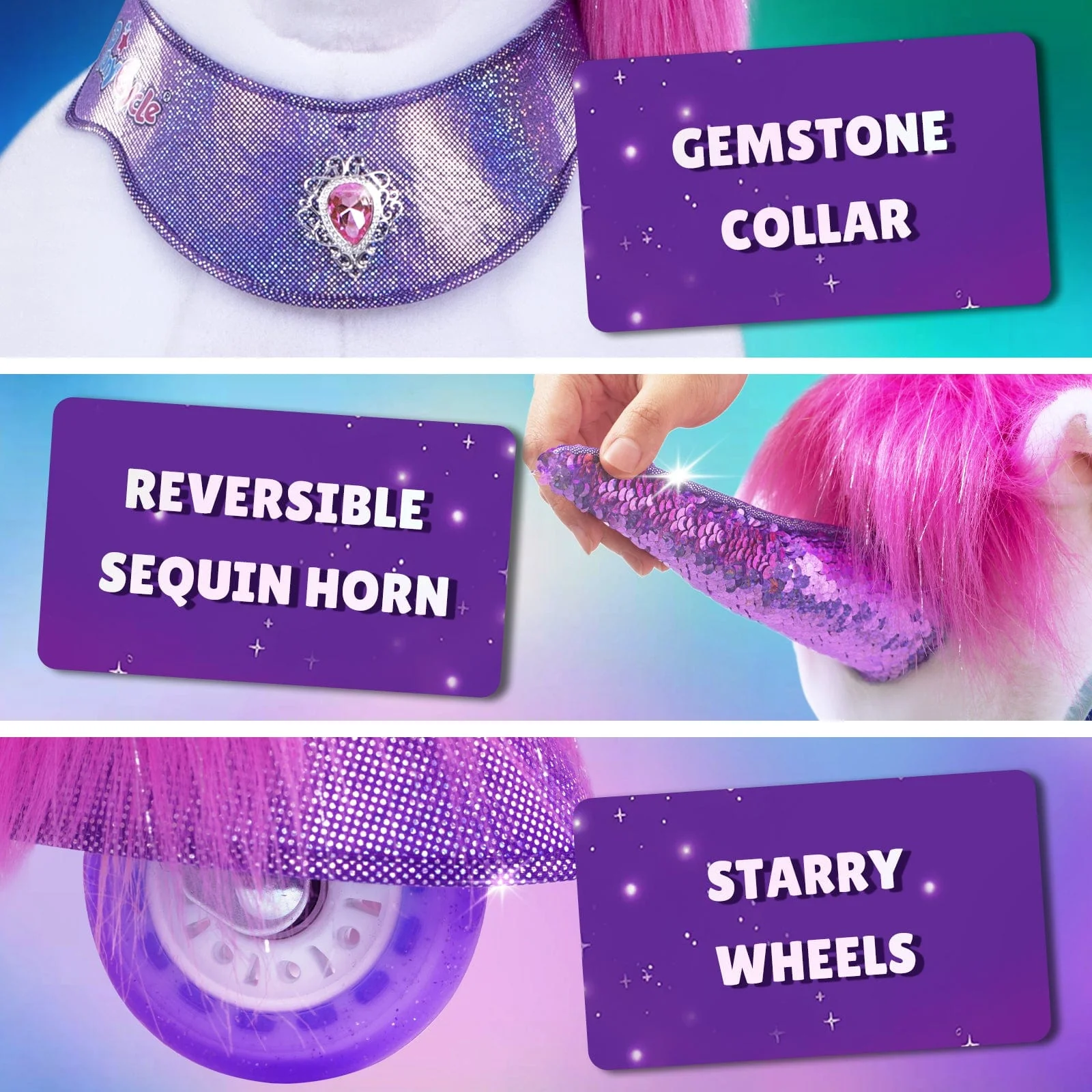 Model Y Pink/Purple Unicorn Rideable Toy for Age 4-7 - Image 6