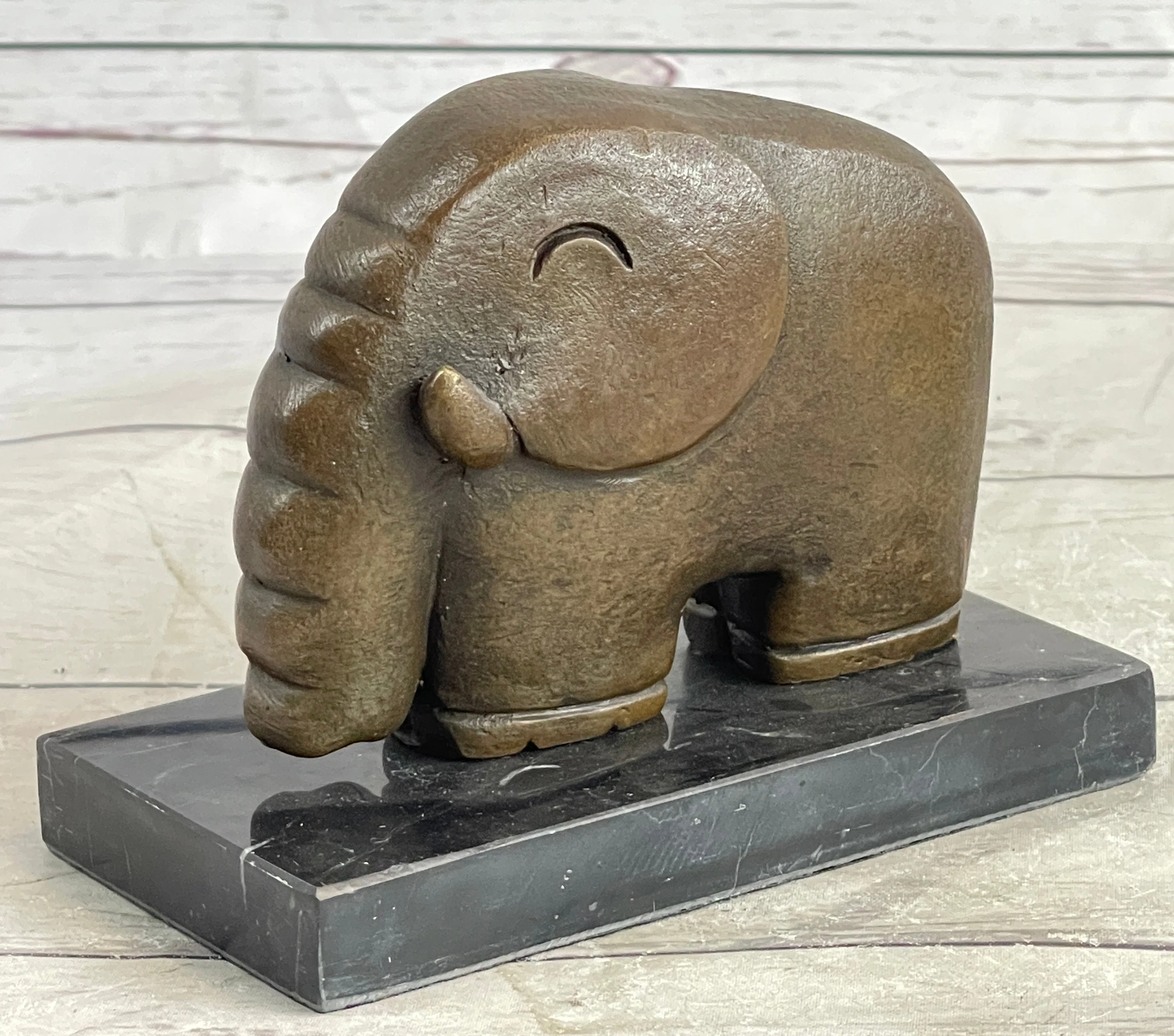 Modern Art Abstract Elephant Bronze Sculpture Statue Signed Dali on Marble Base