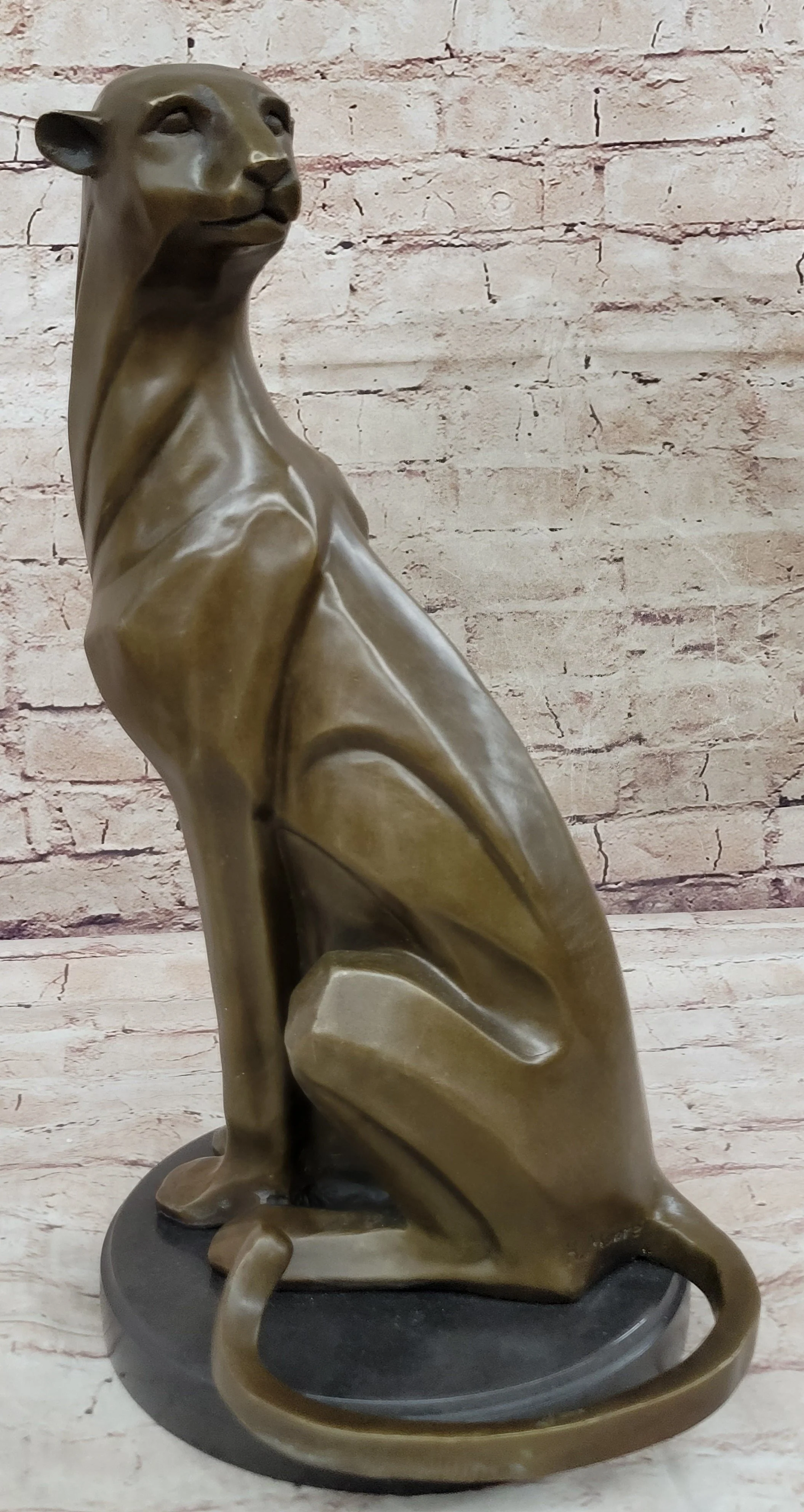 Modern Art Extra Large Mountain Lion Bronze Sculpture By Henry Moore Figurine - Image 3