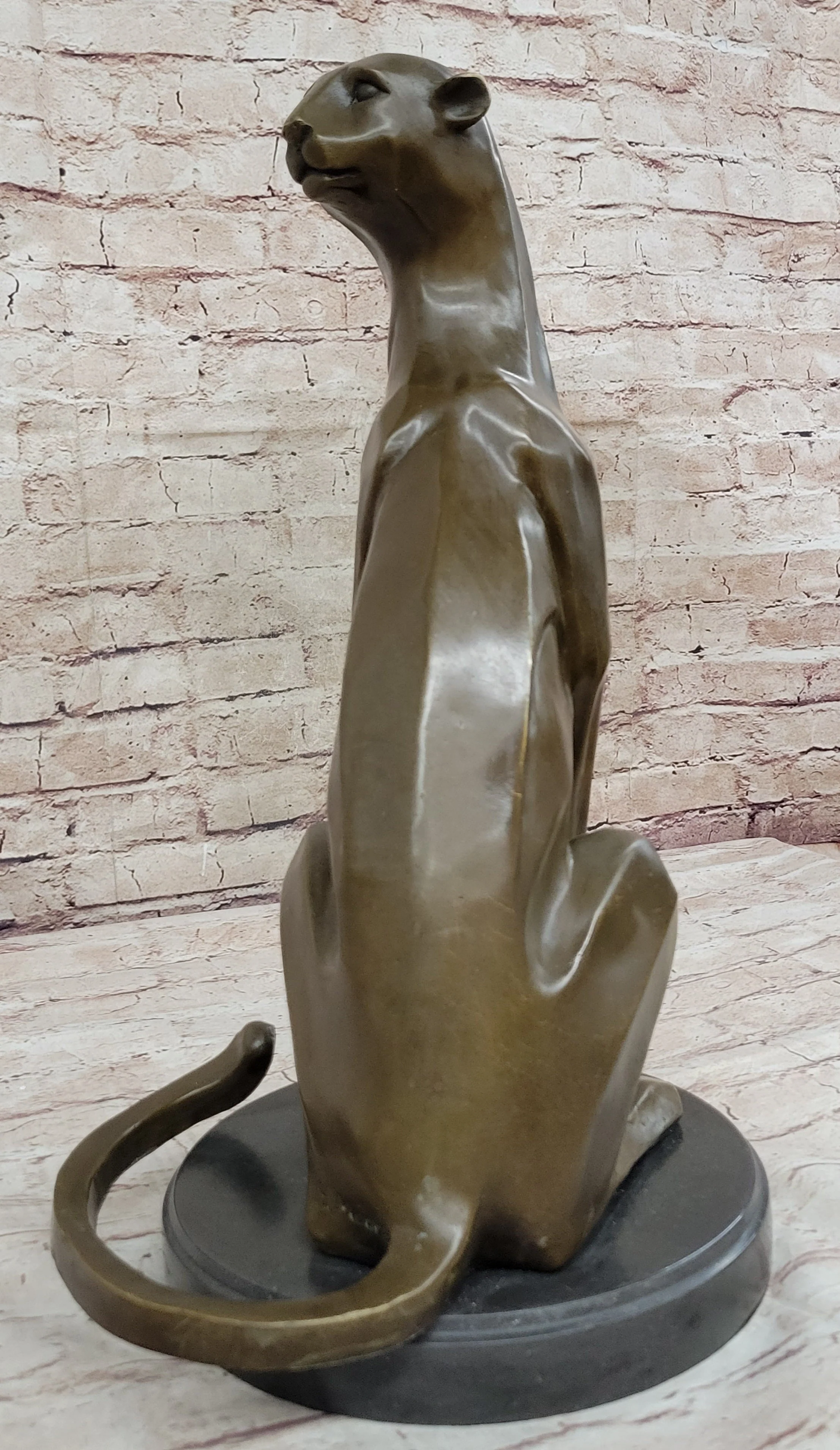 Modern Art Extra Large Mountain Lion Bronze Sculpture By Henry Moore Figurine - Image 4