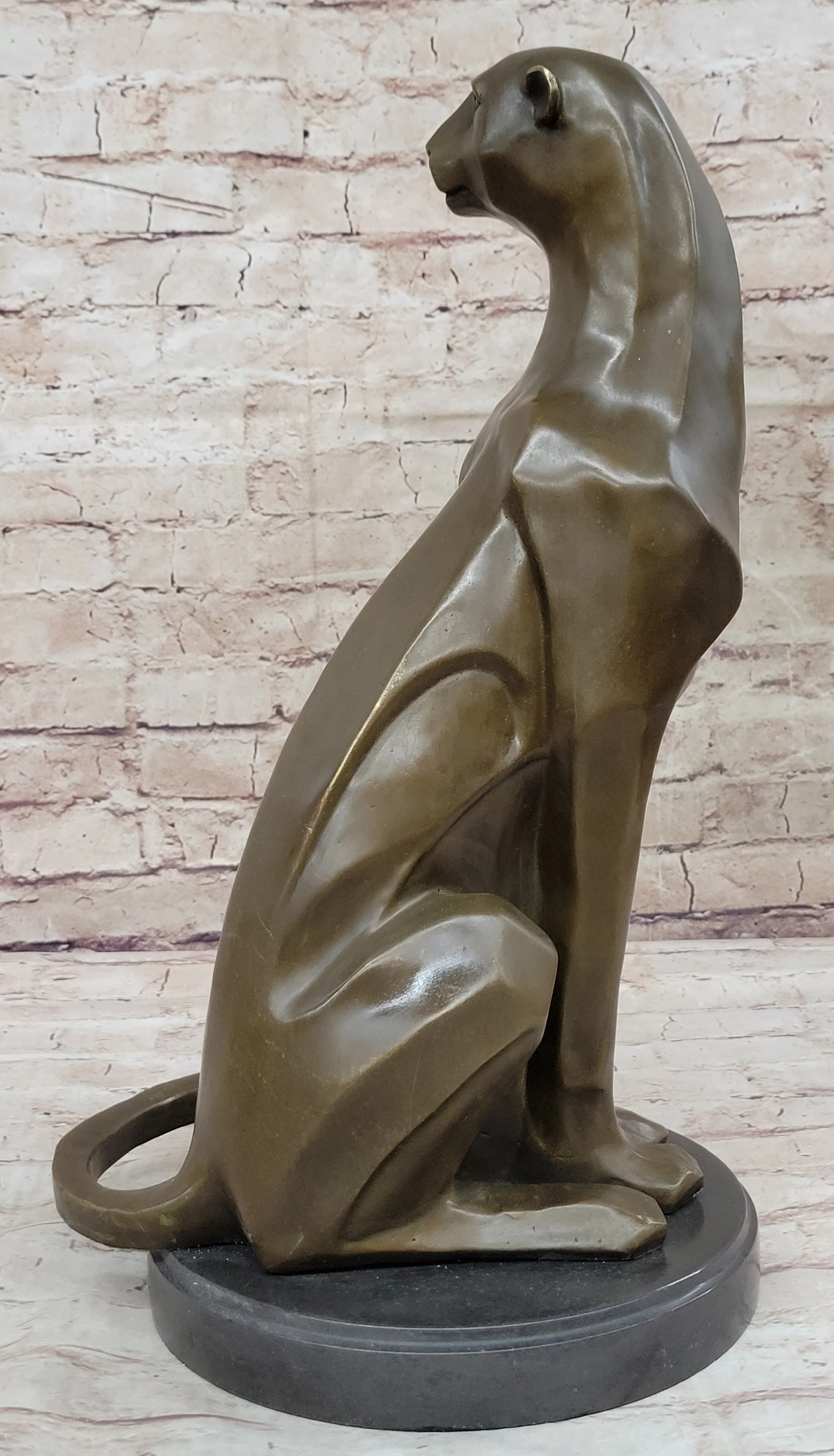 Modern Art Extra Large Mountain Lion Bronze Sculpture By Henry Moore Figurine - Image 5