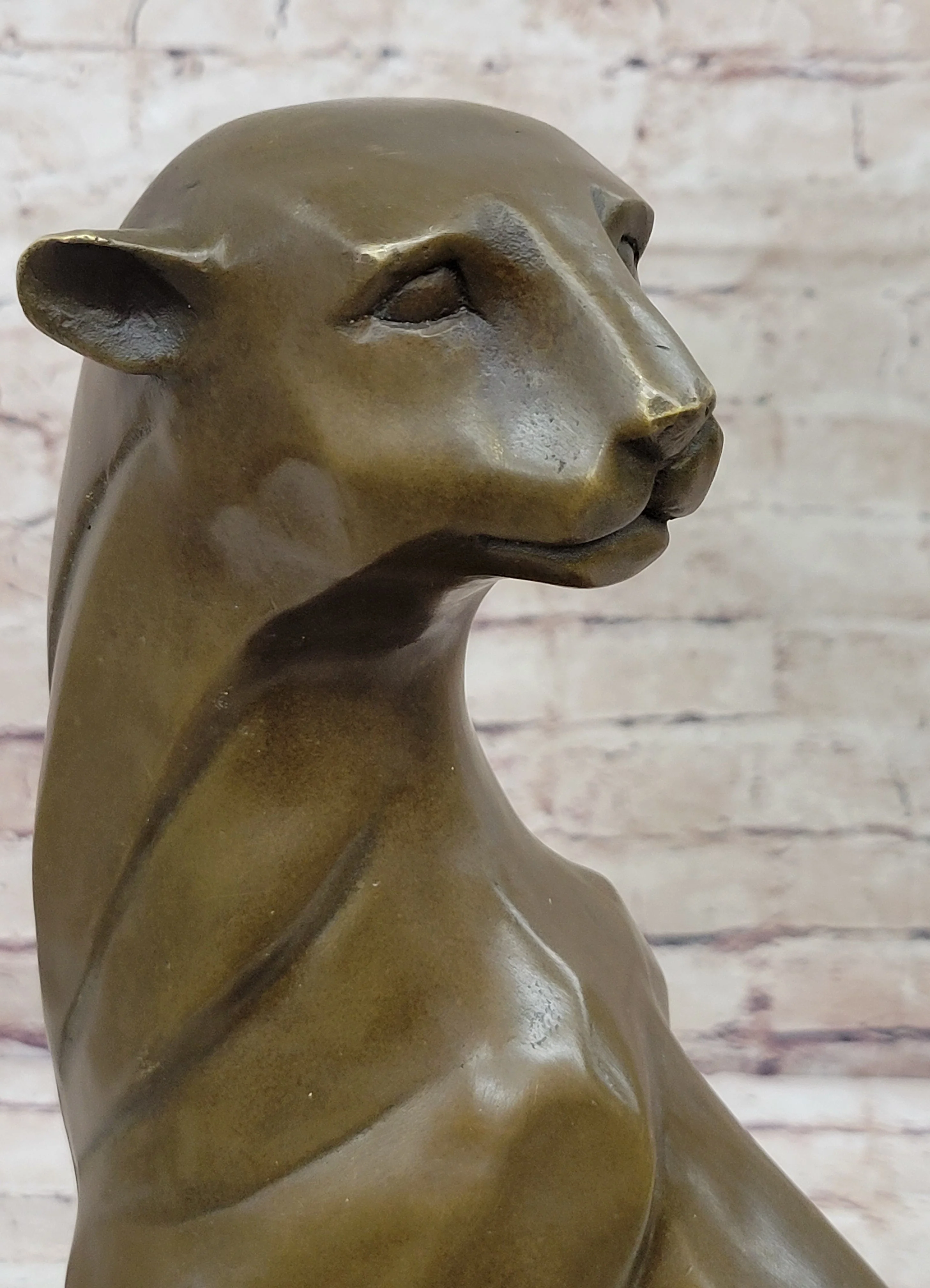 Modern Art Extra Large Mountain Lion Bronze Sculpture By Henry Moore Figurine - Image 6