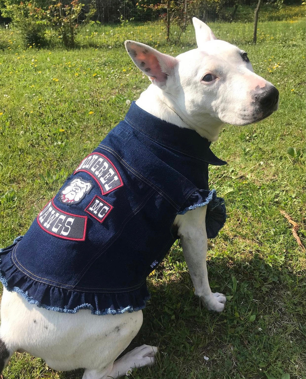 Mongrel Dawgs MC - Denim Jacket with Ruffles - Image 11