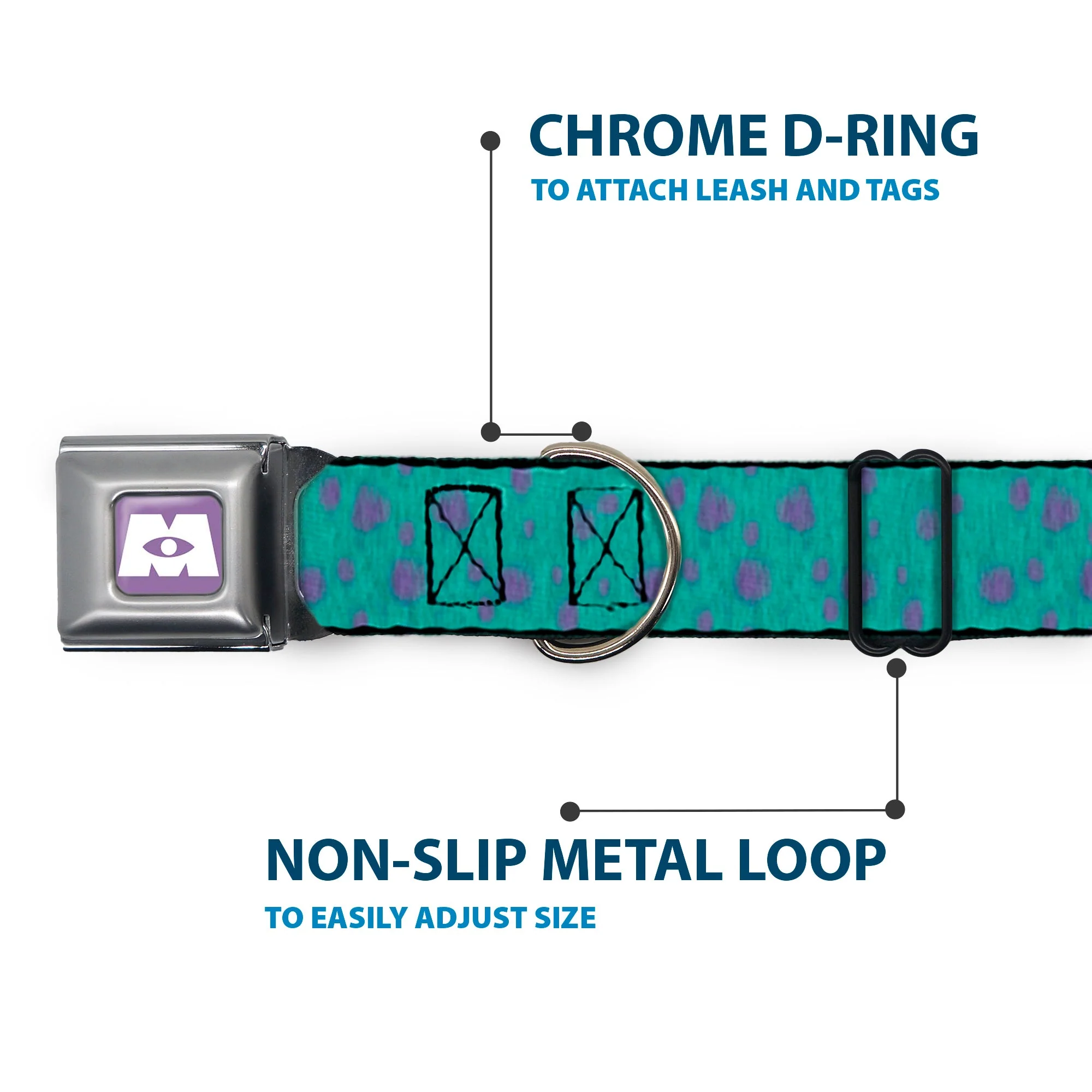 Monsters Inc. Icon Full Color Purple/White Seatbelt Buckle Collar - Monsters Inc. Sulley Bounding Spots Blue/Purple - Image 5