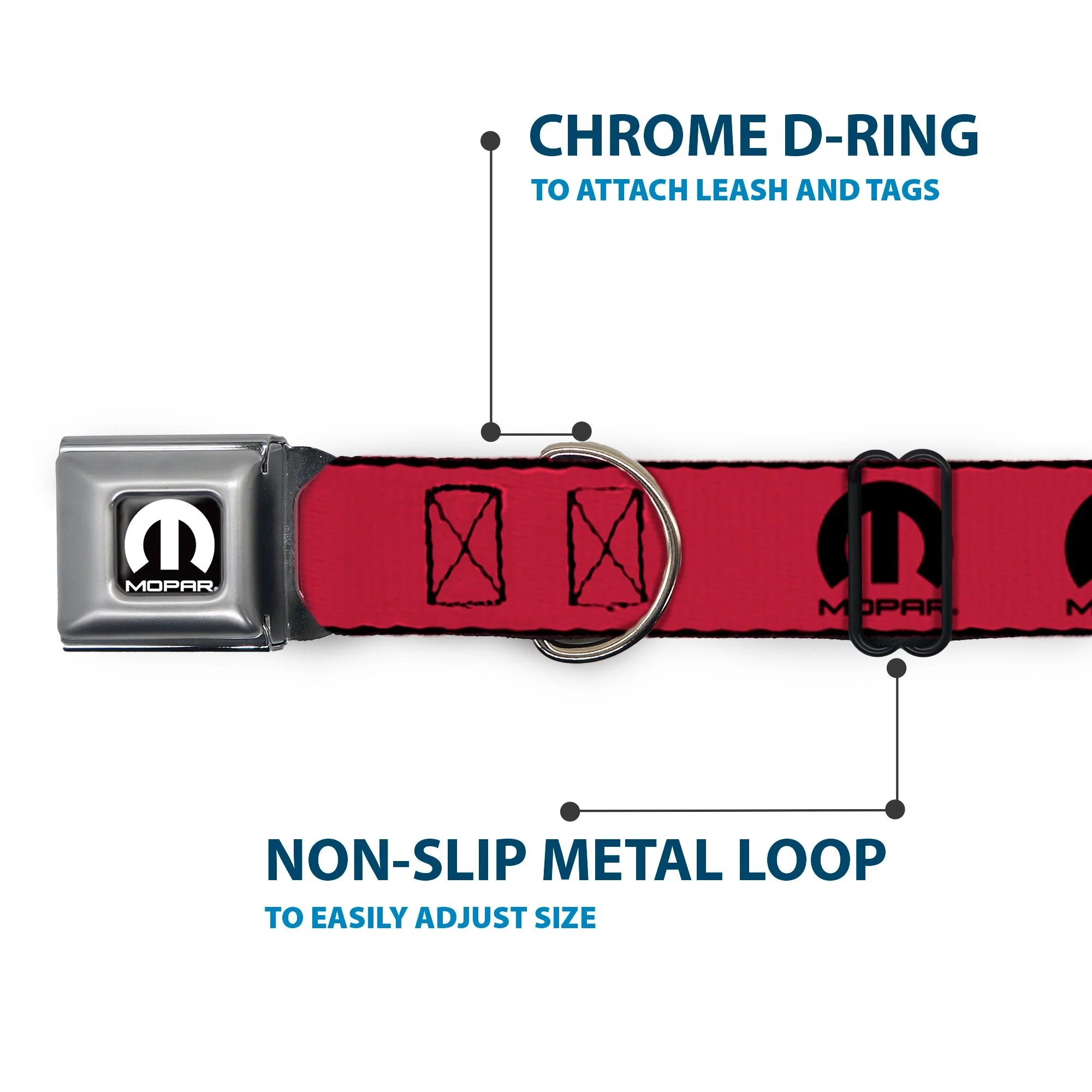 MOPAR Logo Full Color Black/White Seatbelt Buckle Collar - MOPAR Logo Repeat Fuchsia/Black - Image 5