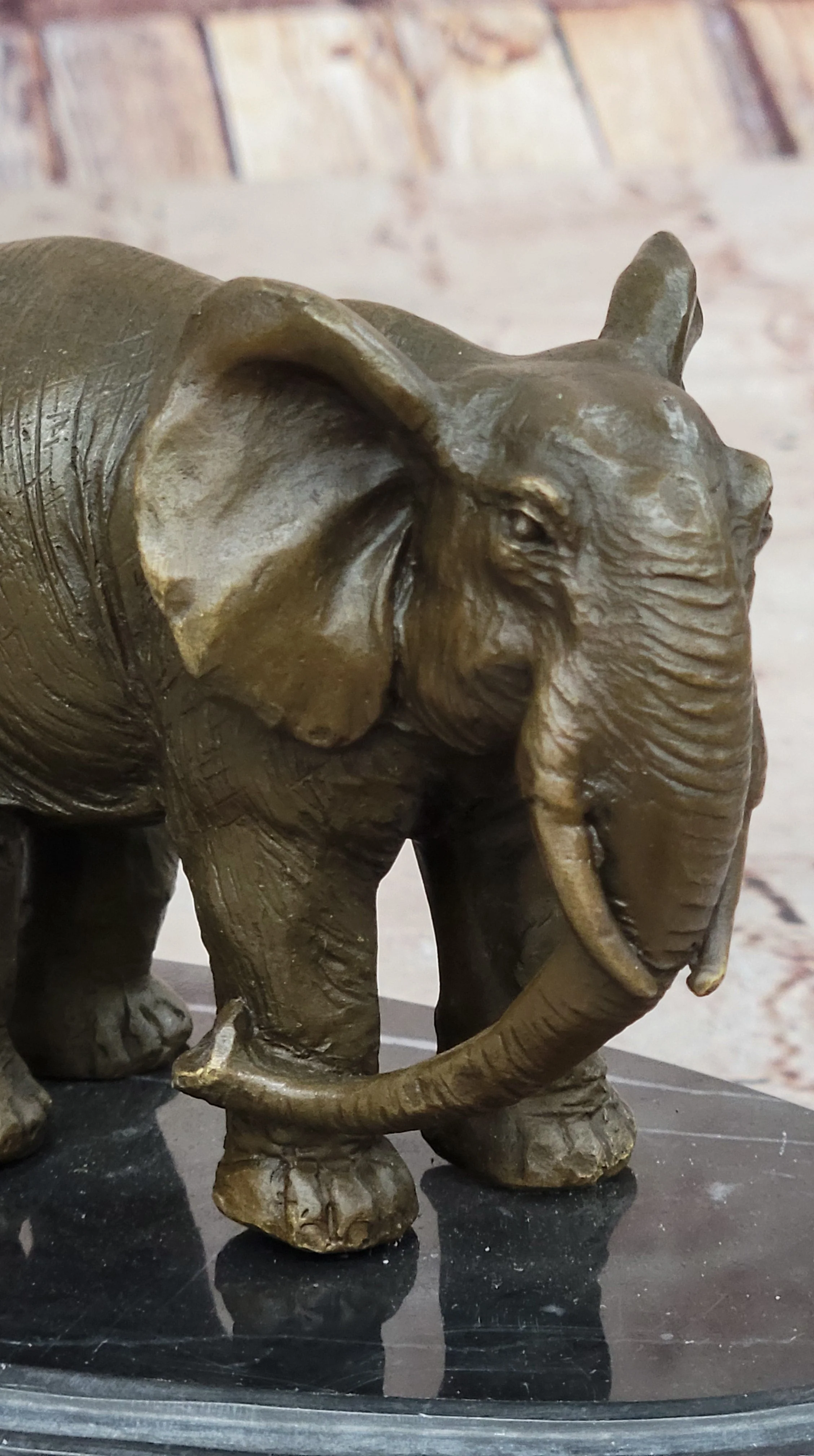 Mother and Child Elephant & Calf Barye Bronze Sculpture on Marble Base - Image 8