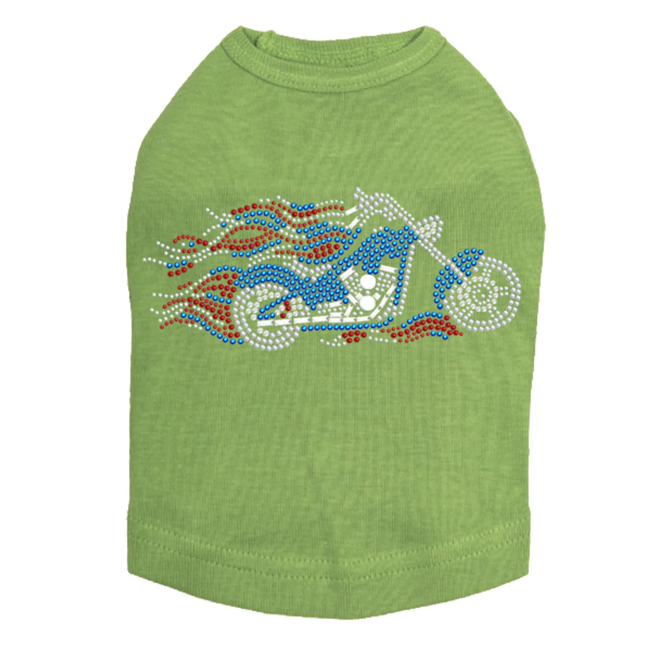 Motorcycle - Large Red, White, & Blue with Flames - Dog Tank - Image 14