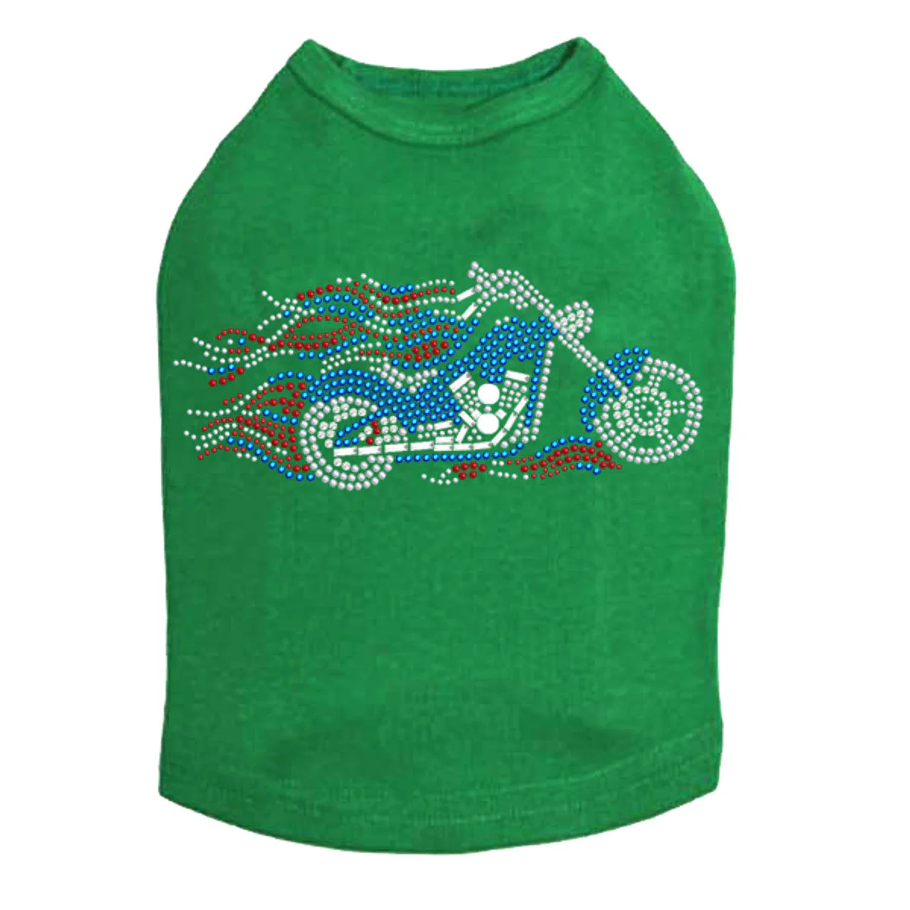Motorcycle - Large Red, White, & Blue with Flames - Dog Tank - Image 2