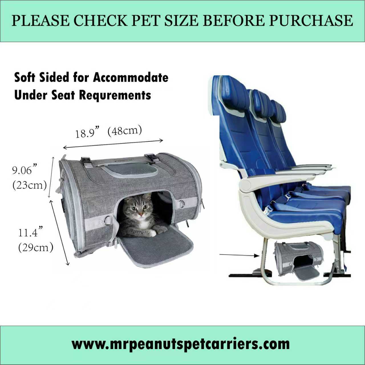 Mr. Peanuts Monterey Series Airline Compliant Horizontal Backpack Pet Carrier - Image 10