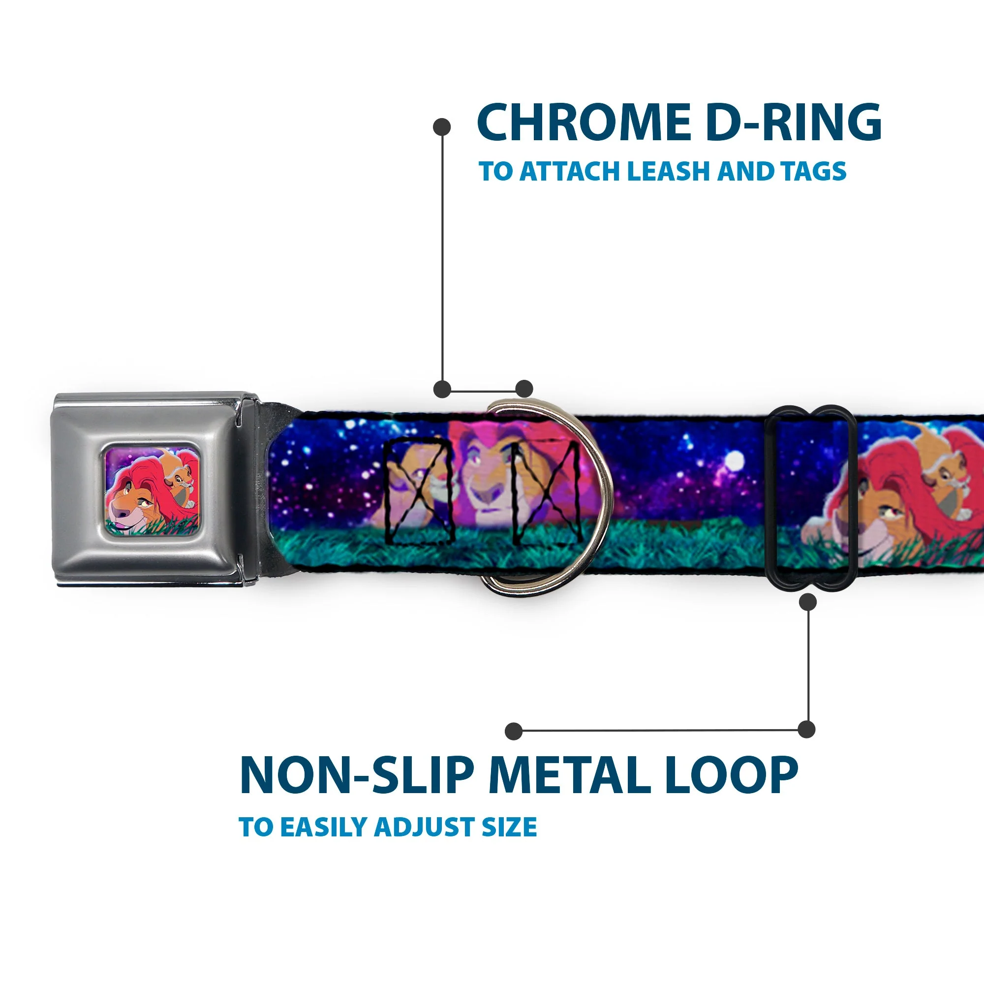 Mufasa & Simba Full Color Seatbelt Buckle Collar - Mufasa & Simba Night Poses - Image 5