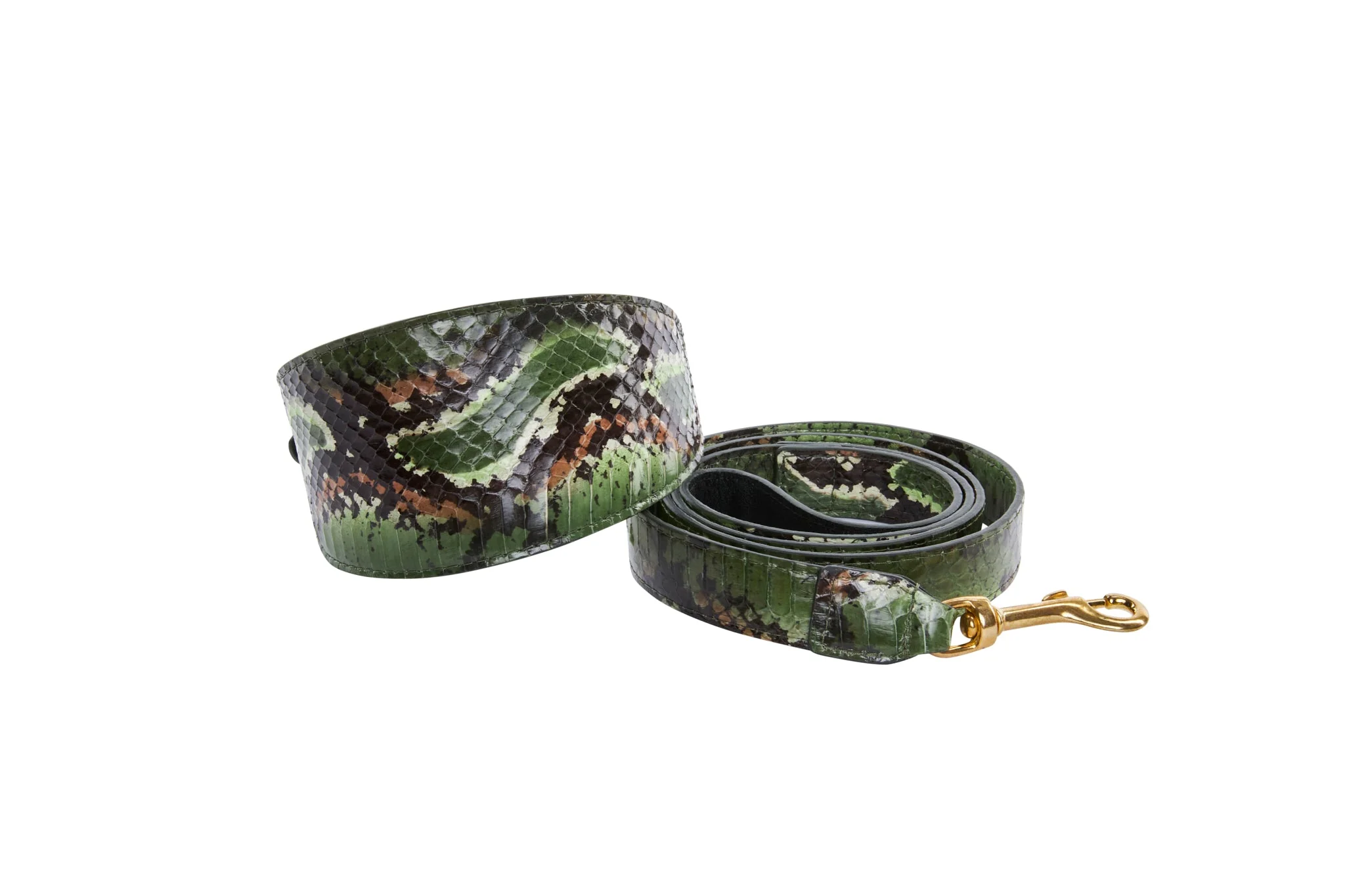 Multi Color Green Snake 3” Wide Style Collar & Leash Set - Image 2