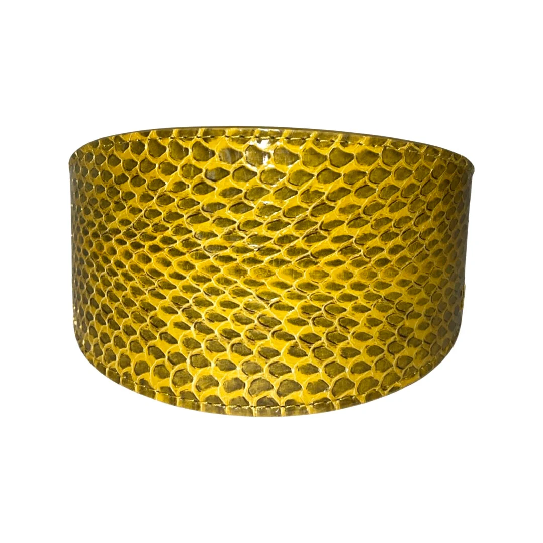 Mustard Yellow & Black Snake 3” Wide Style Collar