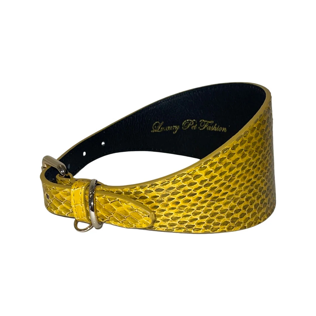 Mustard Yellow & Black Snake 3” Wide Style Collar - Image 2