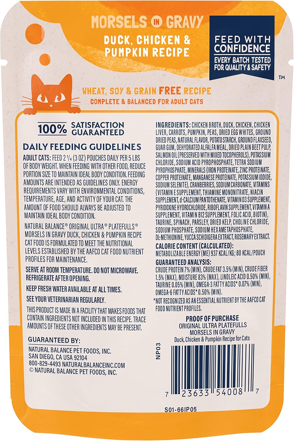 Natural Balance Cat Pouch Platefulls Duck, Chicken, Pumpkin (3oz) - Image 2