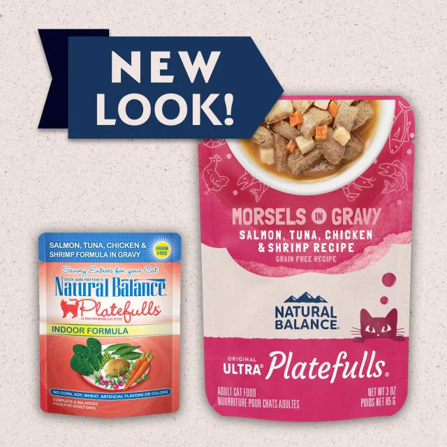 Natural Balance Platefulls Cat Pouch Indoor Salmon, Tuna, Chicken & Shrimp (3oz)