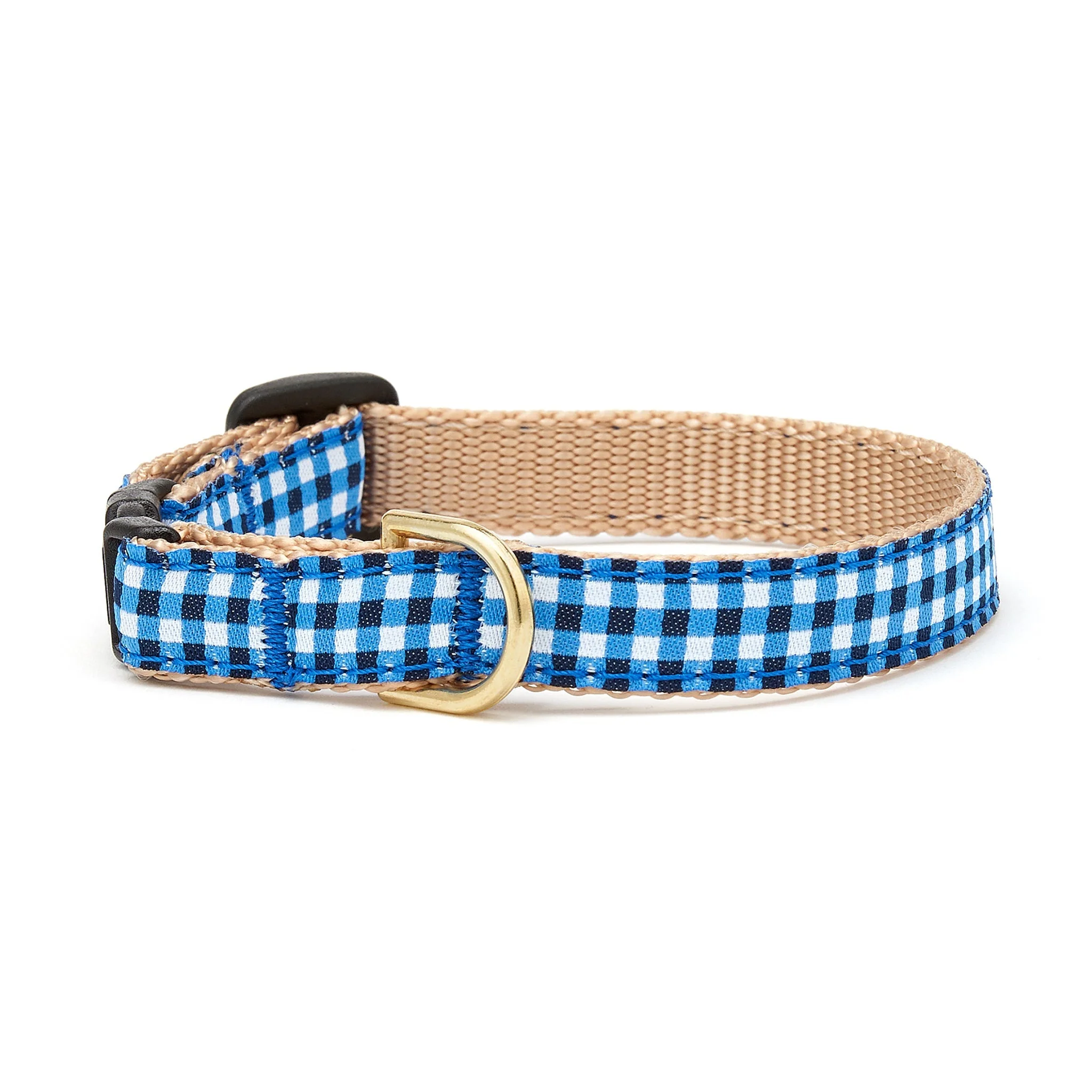 Up Country Navy Gingham Made in USA Dog Collar