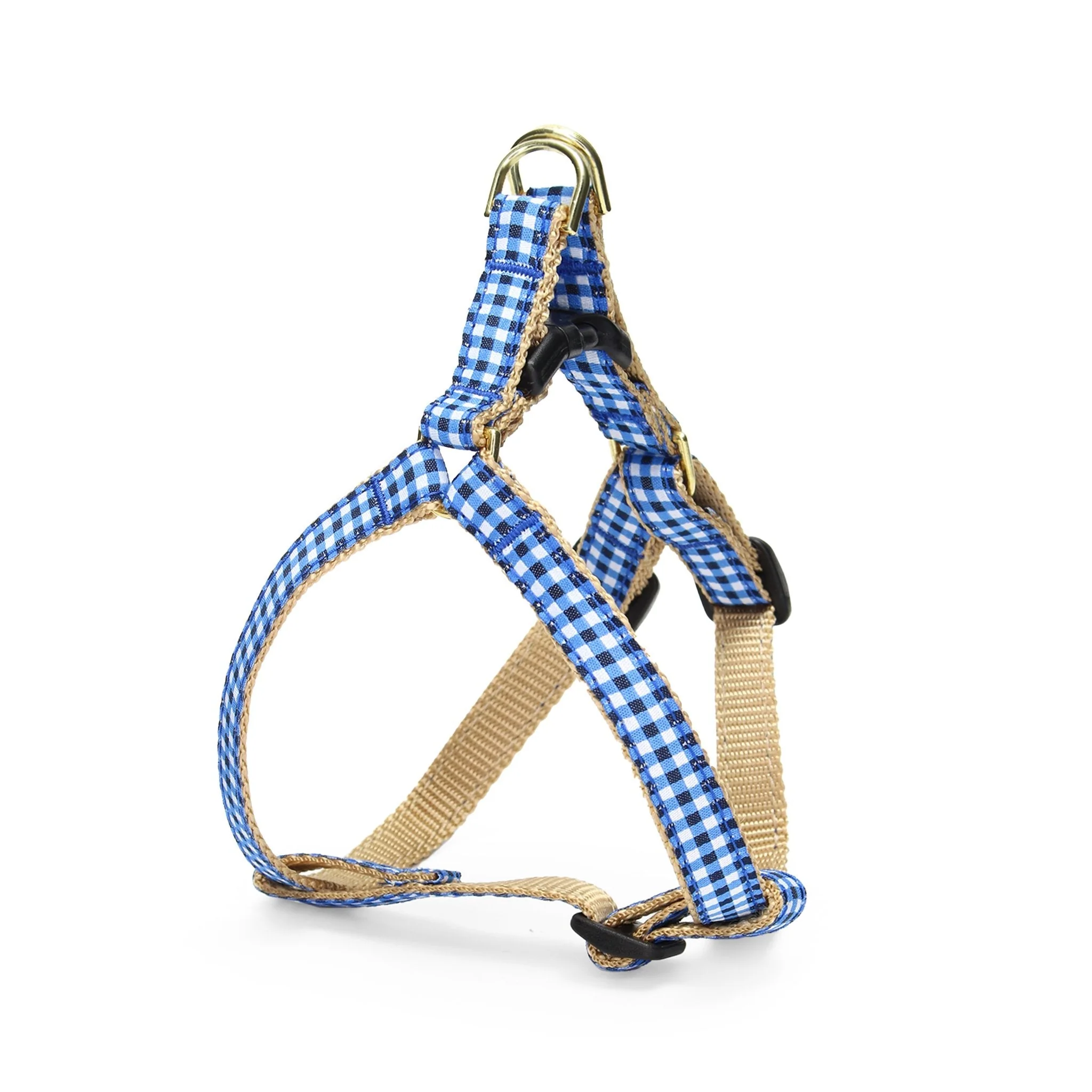 Up Country Navy Gingham Dog Adjustable Dog Harness