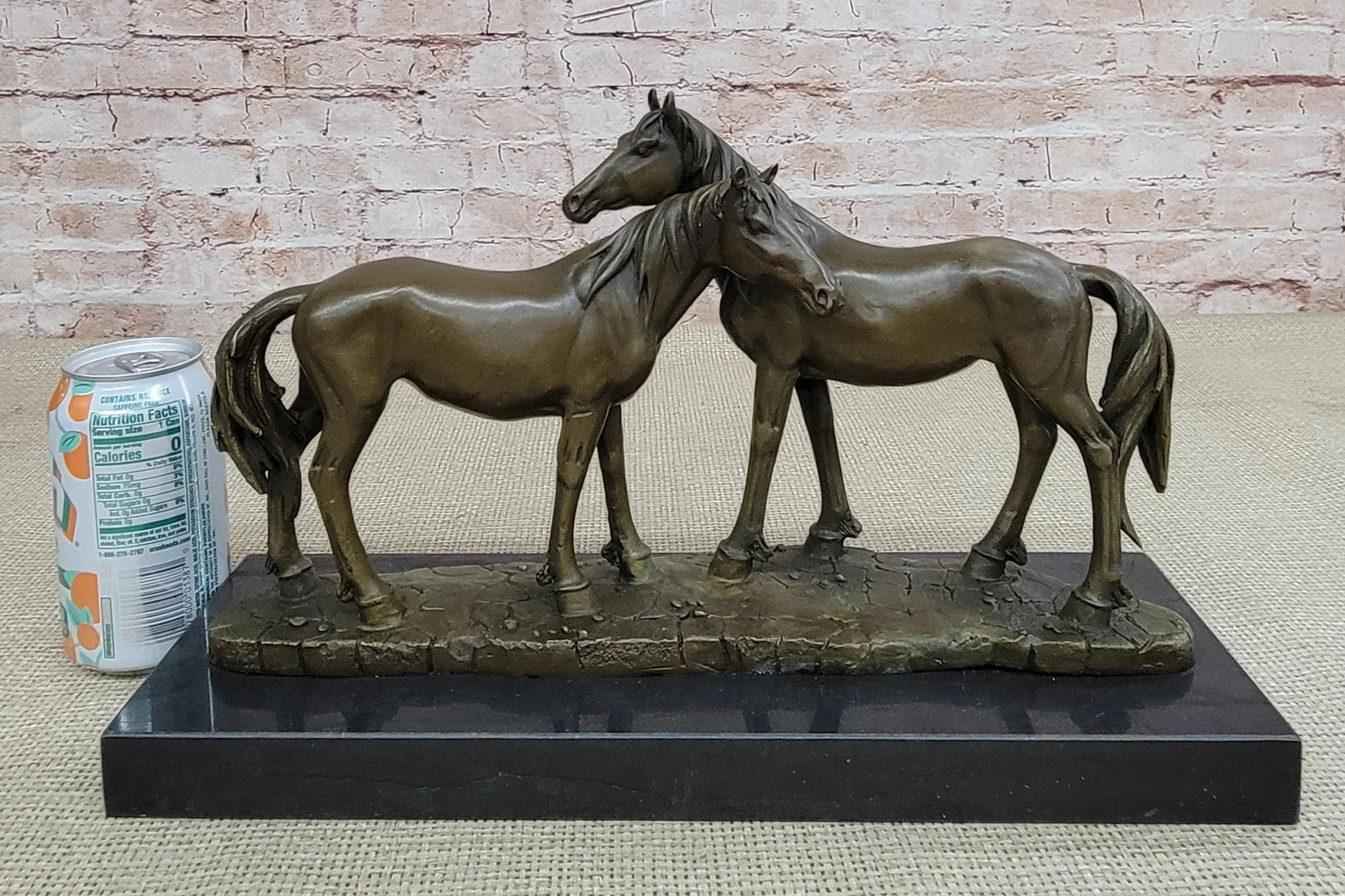 Necking Horses Bronze Sculpture Statue Equestrian Barn Stables Farmhouse Decor - Image 2