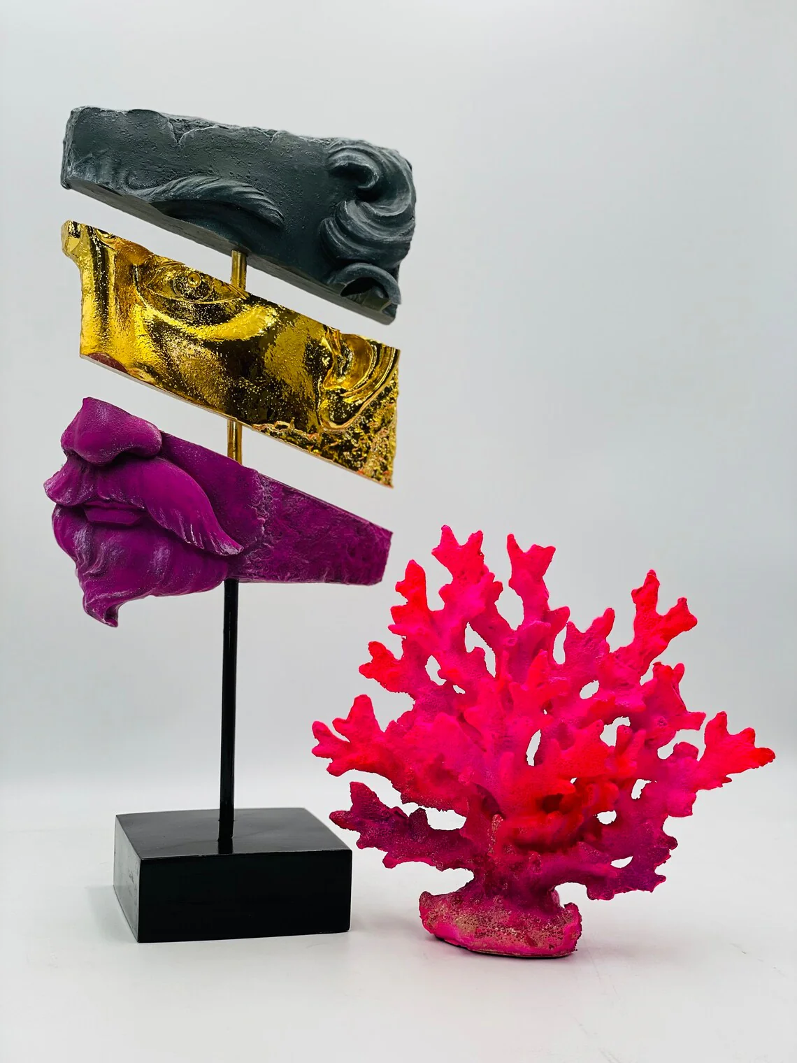 Neon Pink Coral Statue - Image 2