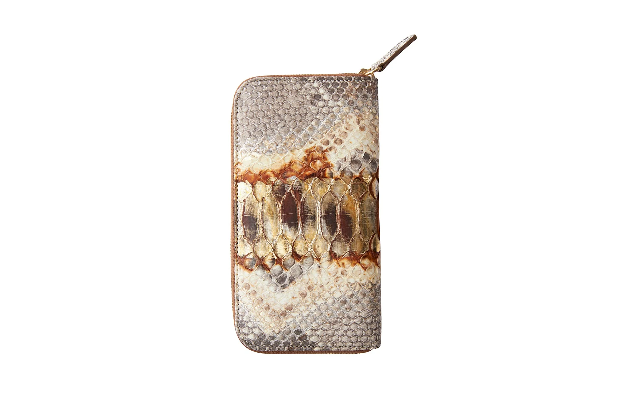 Neutral Brown & Gold Zipper Wallet - Image 2