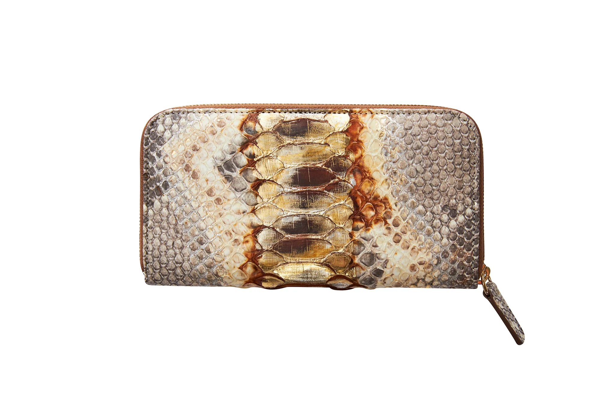 Neutral Brown & Gold Zipper Wallet - Image 4