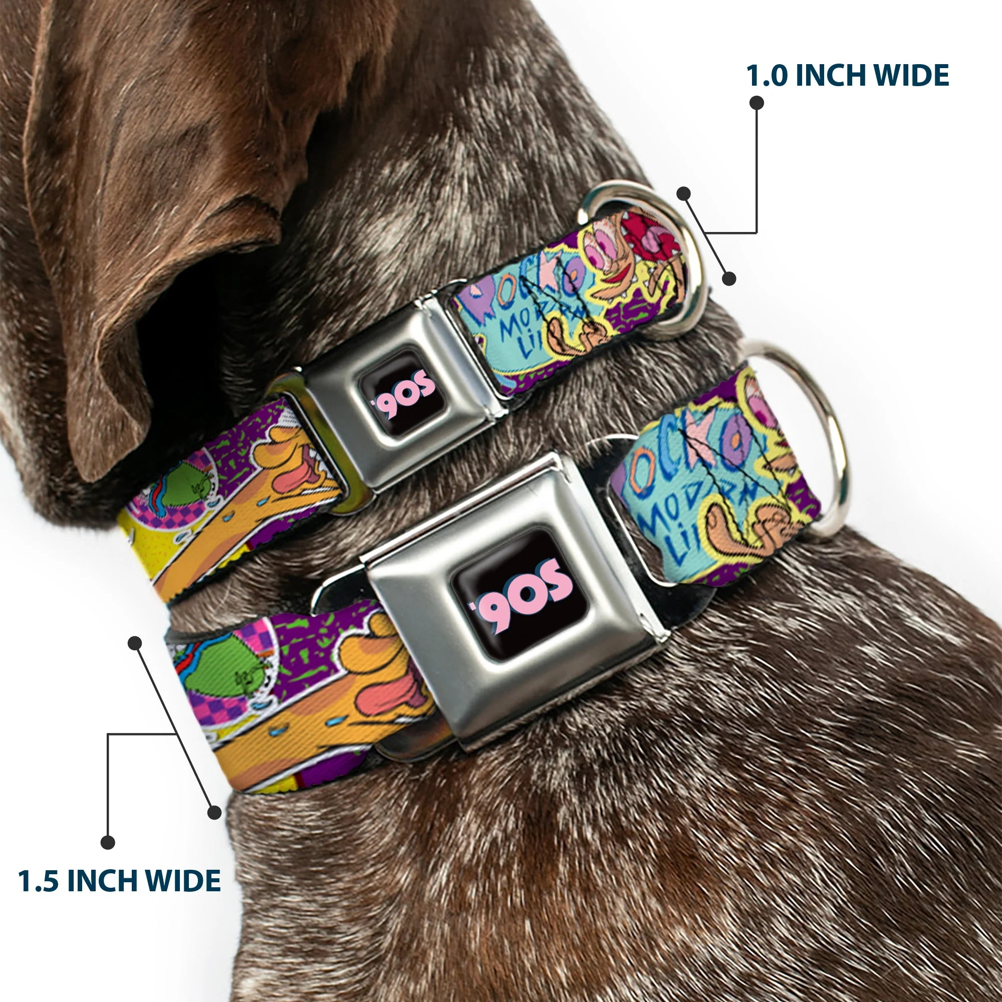 Nick 90'S Icon Black/Blue/Pink Seatbelt Buckle Collar - Nick 90's Rewind 7-Character/4-Logo Collage - Image 2