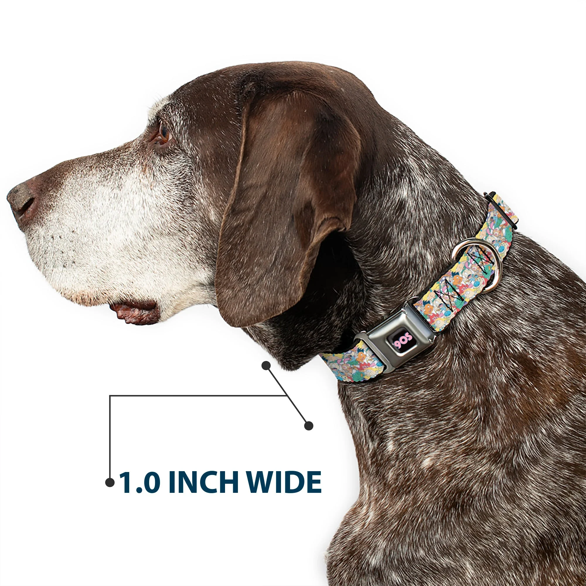 Nick 90'S Icon Black/Blue/Pink Seatbelt Buckle Collar - Nick 90's Rewind 8-Character Mash Up Collage White - Image 6