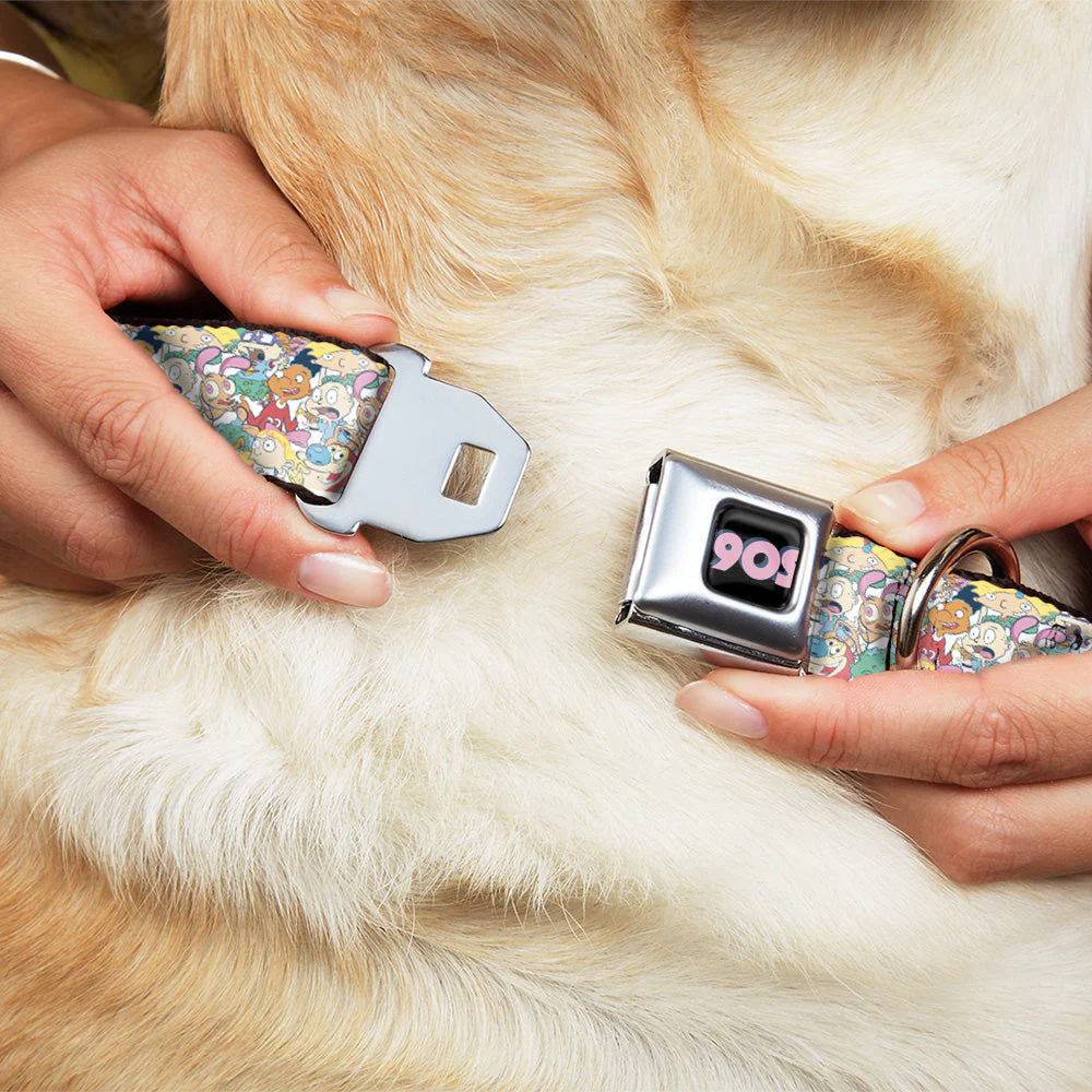 Nick 90'S Icon Black/Blue/Pink Seatbelt Buckle Collar - Nick 90's Rewind 8-Character Mash Up Collage White - Image 8