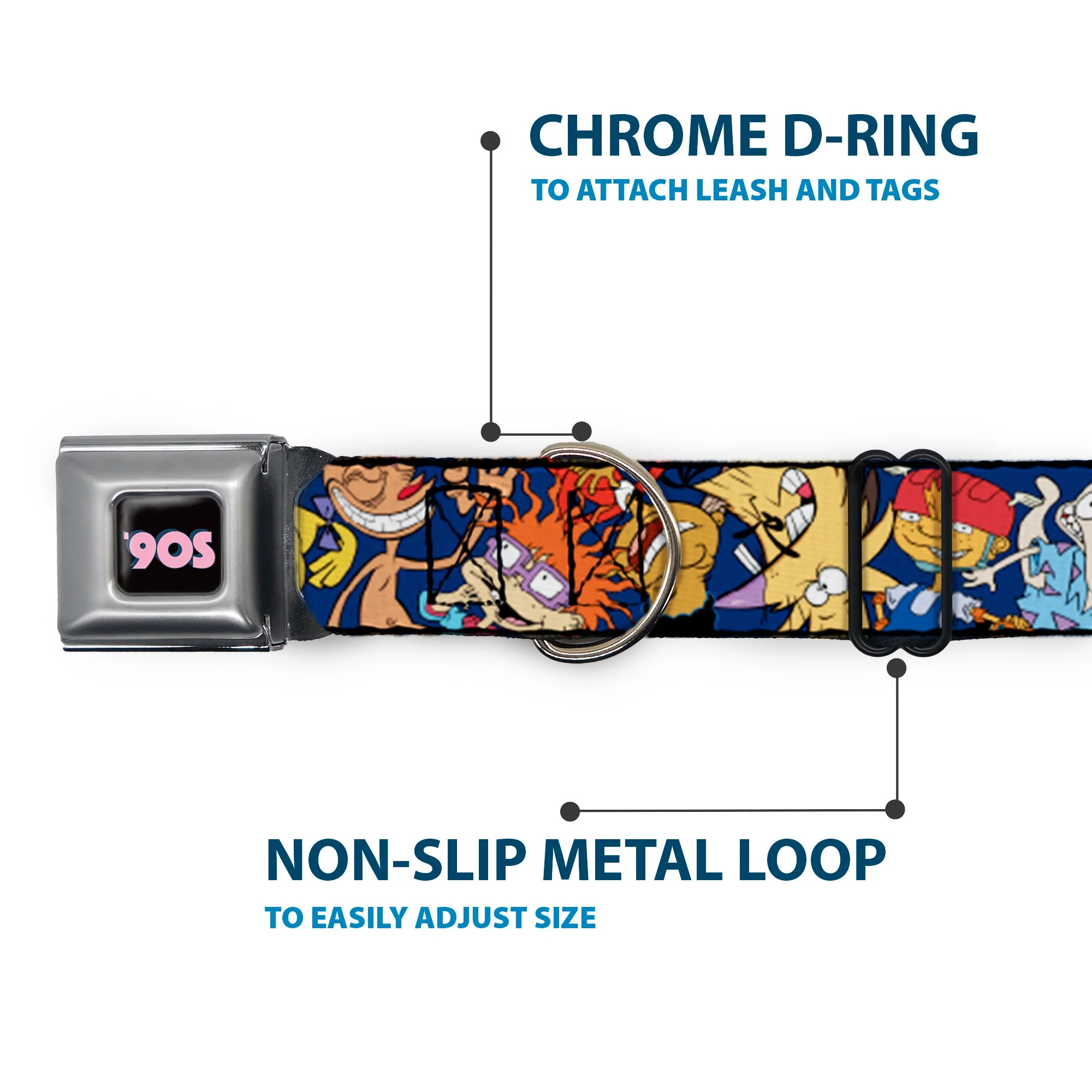 Nick 90'S Icon Full Color Black/Blue/Pink Seatbelt Buckle Collar - Nick 90's Rewind 16-Character Poses Navy Blue - Image 5
