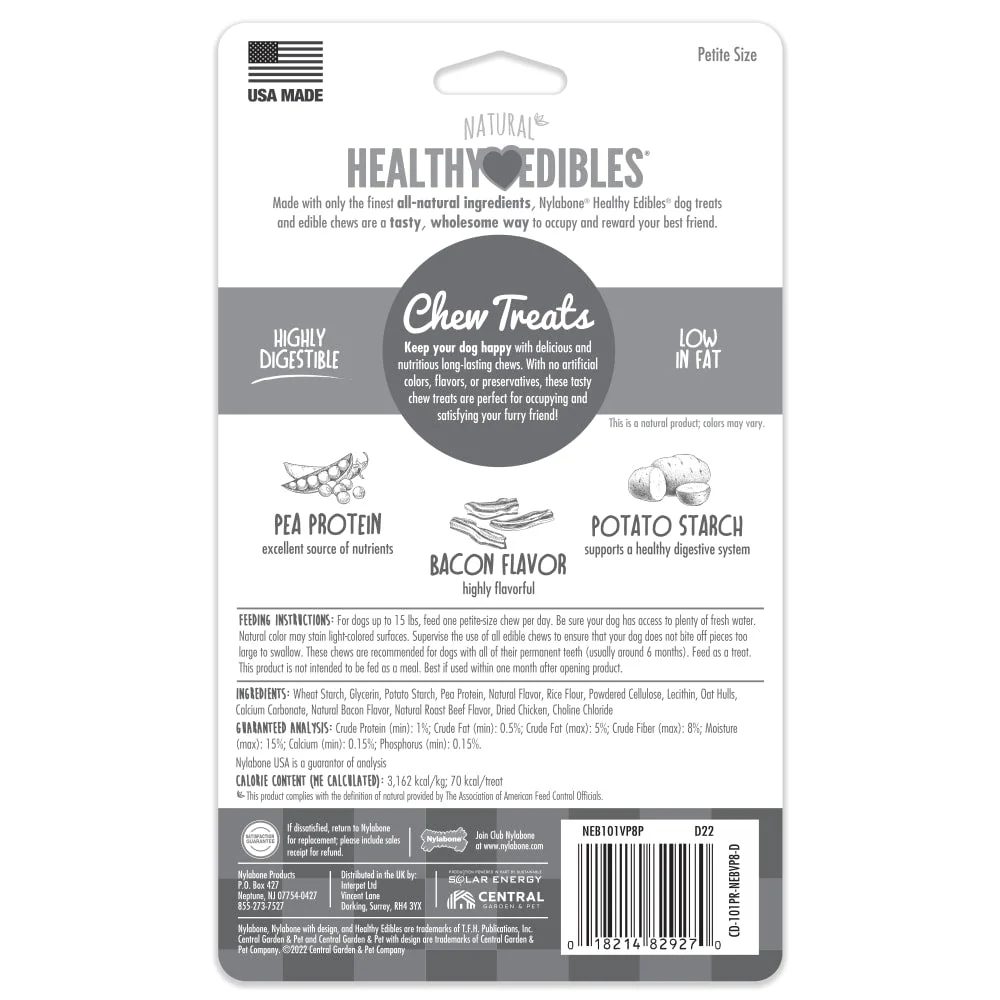 Nylabone Healthy Edibles All-Natural Long Lasting Bacon Chew Treats (6.7oz) - Image 7