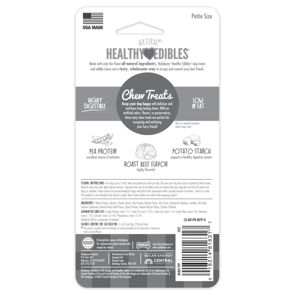 Nylabone Healthy Edibles All-Natural Long Lasting Roast Beef Dog Chew Treats (1.5oz) - Image 7