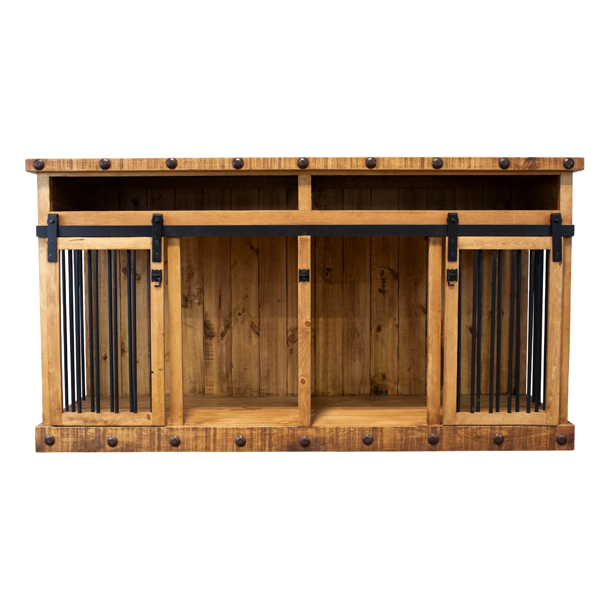 Oasis Large Dog Rustic Wood Kennel in Medium Wax - Image 3