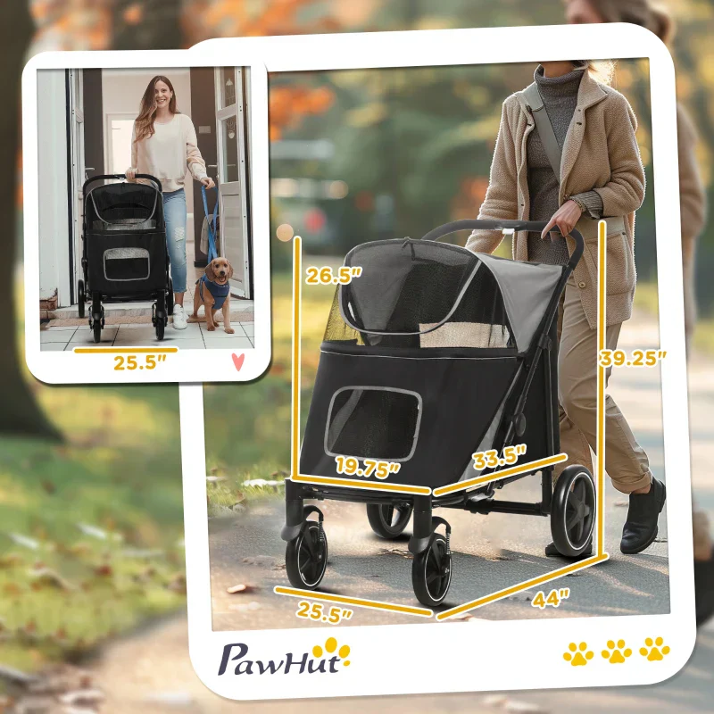 One-Click Foldable Stroller for Large Medium Small Dogs, Pet, Cats with Storage - Image 21