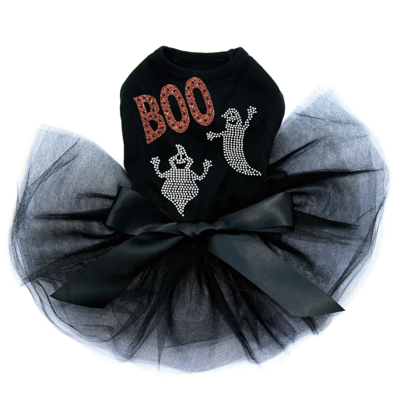 Orange Glitter Boo with Rhinestone Ghost - Custom Tutu - Image 2