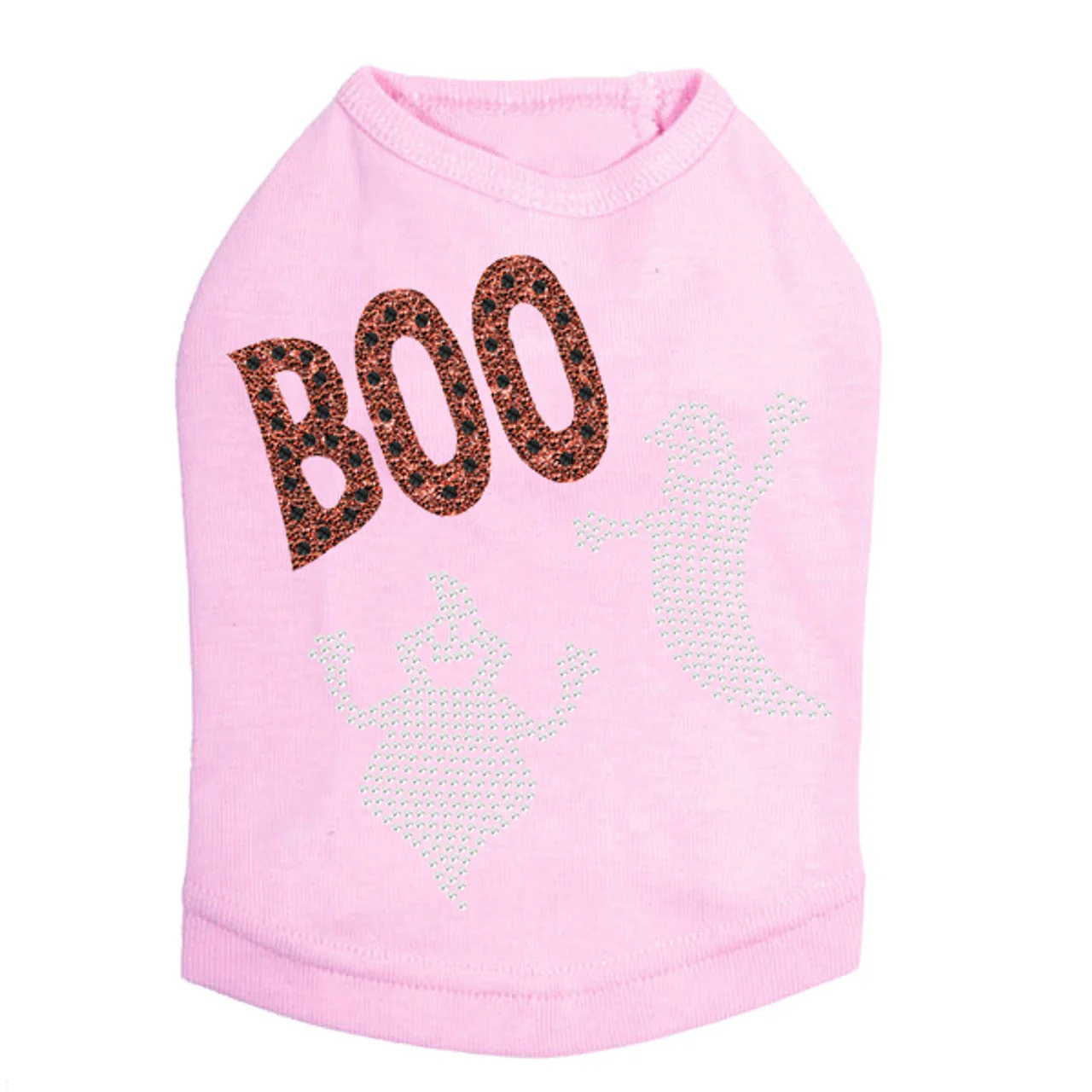 Orange Glitter Boo with Rhinestone Ghost - Dog Tank - Image 7
