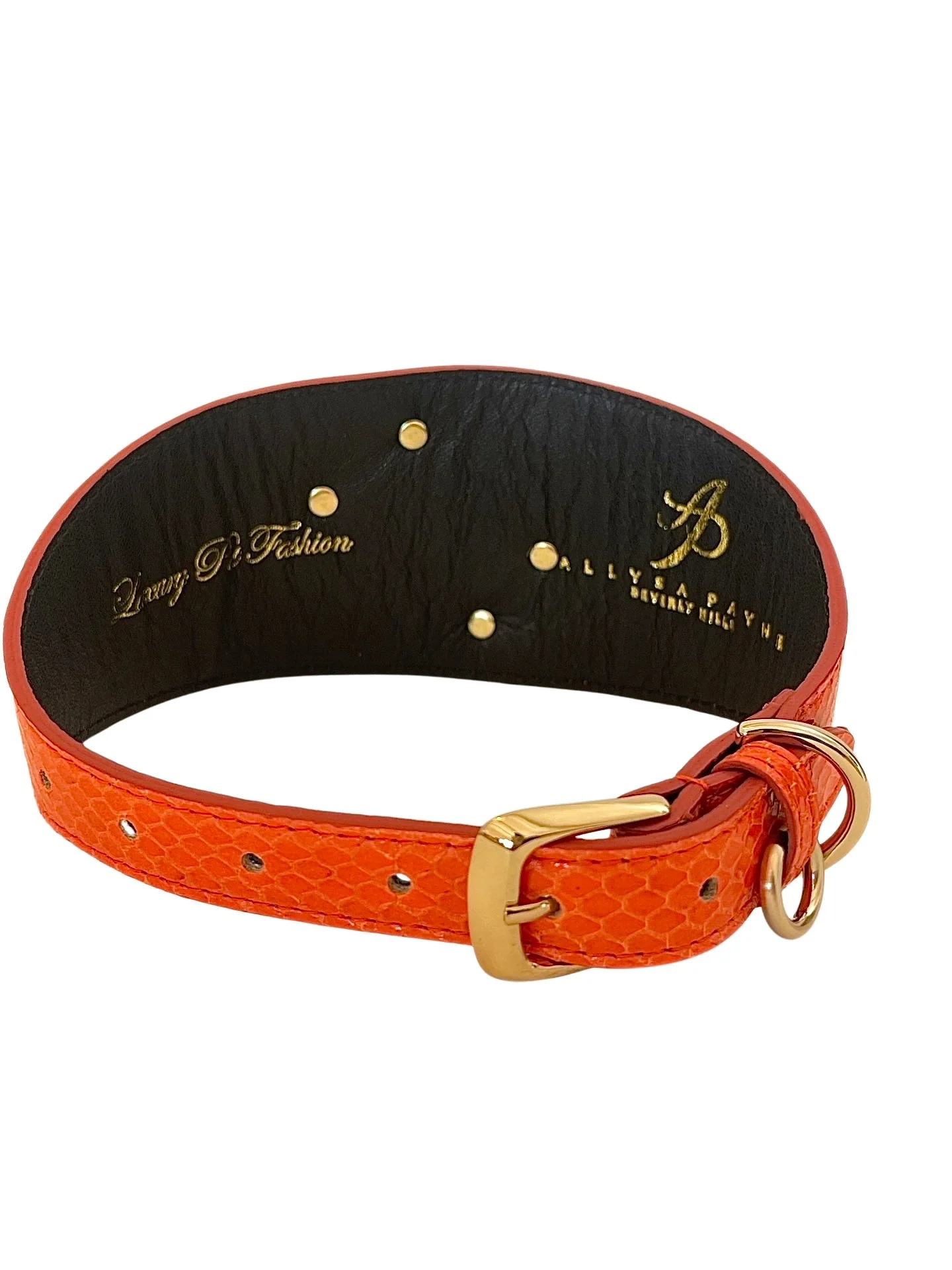 Orange Snake Collar With Green Rhinestone Alligators - Image 4