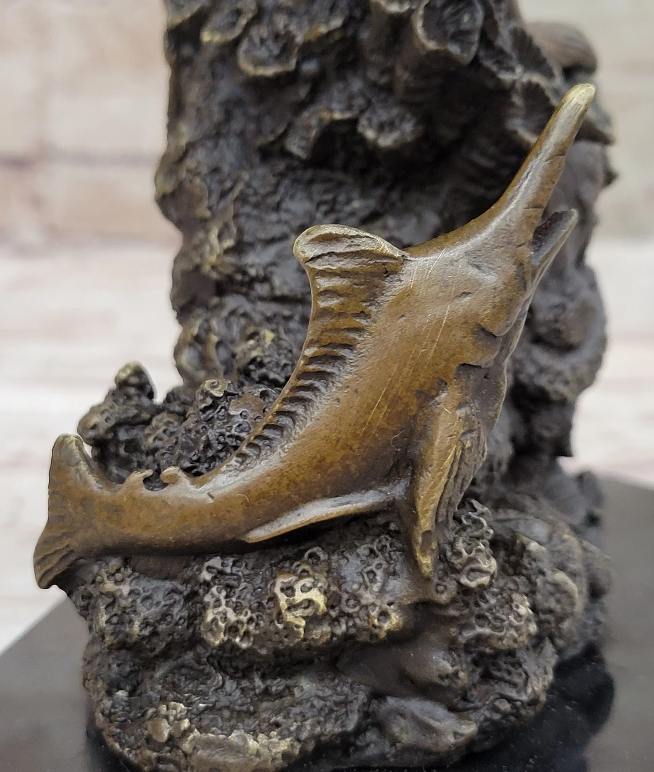 Original Bronze Statue Sculpture of Marlin Sailfish Swordfish Jumping out of Ocean on Marble Base - Image 8
