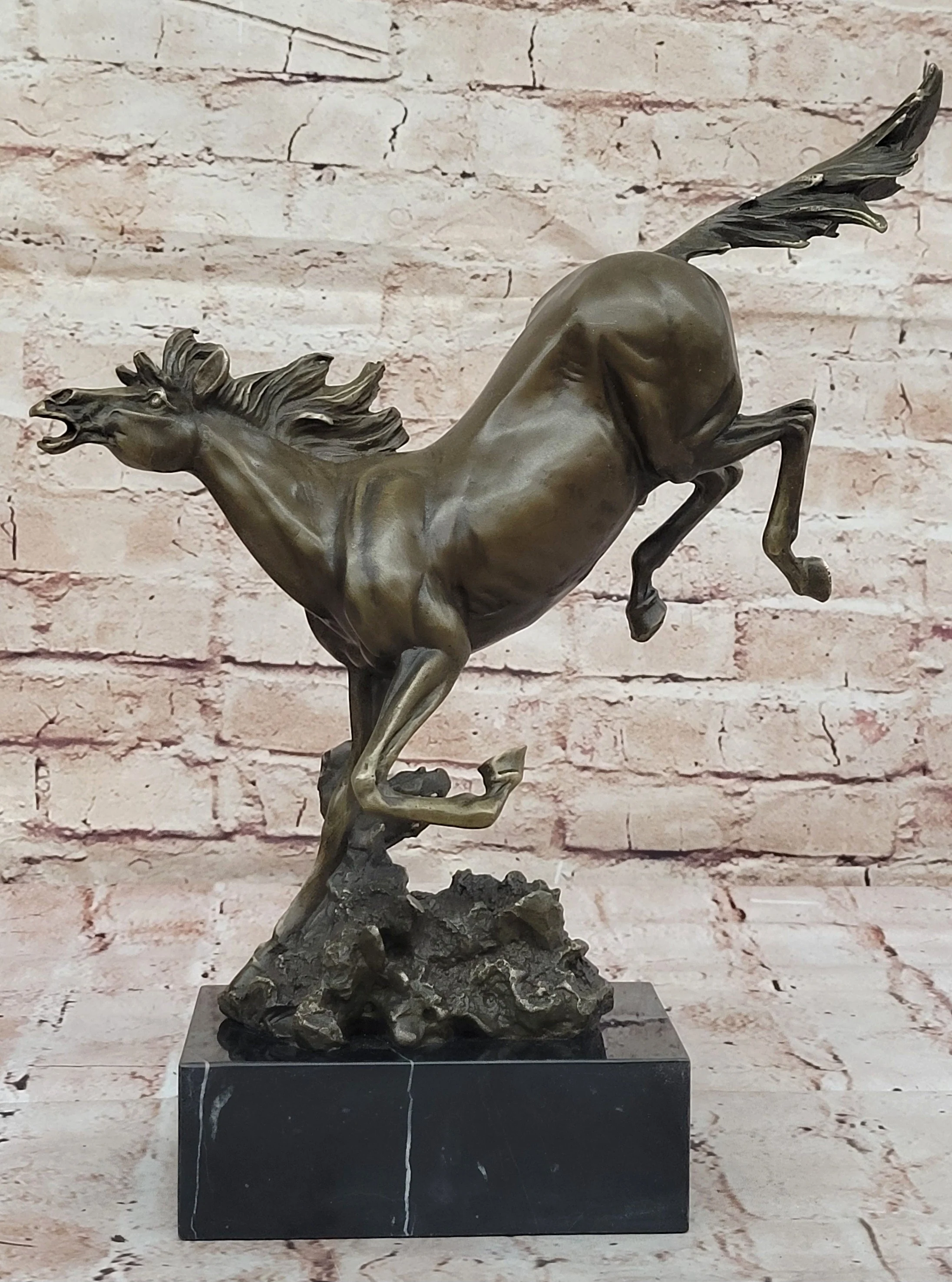 Original Milo Art Deco Wild Horse Bronze Sculpture Hot Cast Marble Base Figure - Image 3