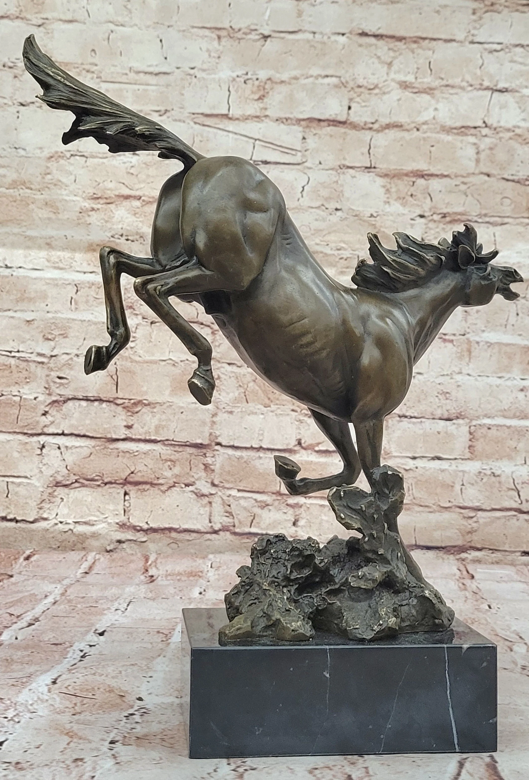 Original Milo Art Deco Wild Horse Bronze Sculpture Hot Cast Marble Base Figure - Image 6