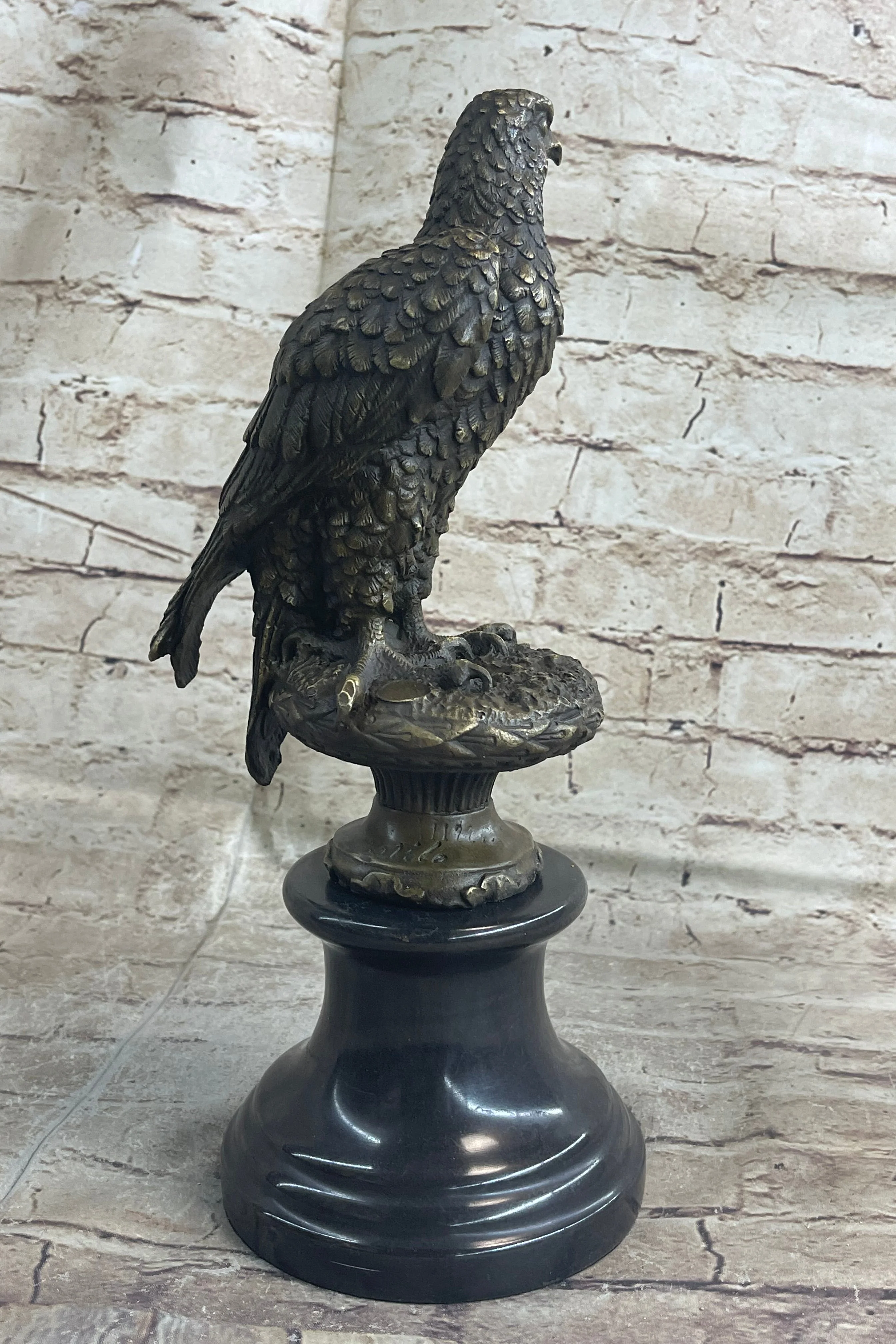 Original Milo Hawk American Eagle Bronze Marble Base Sculpture Bird Figurine Art - Image 6