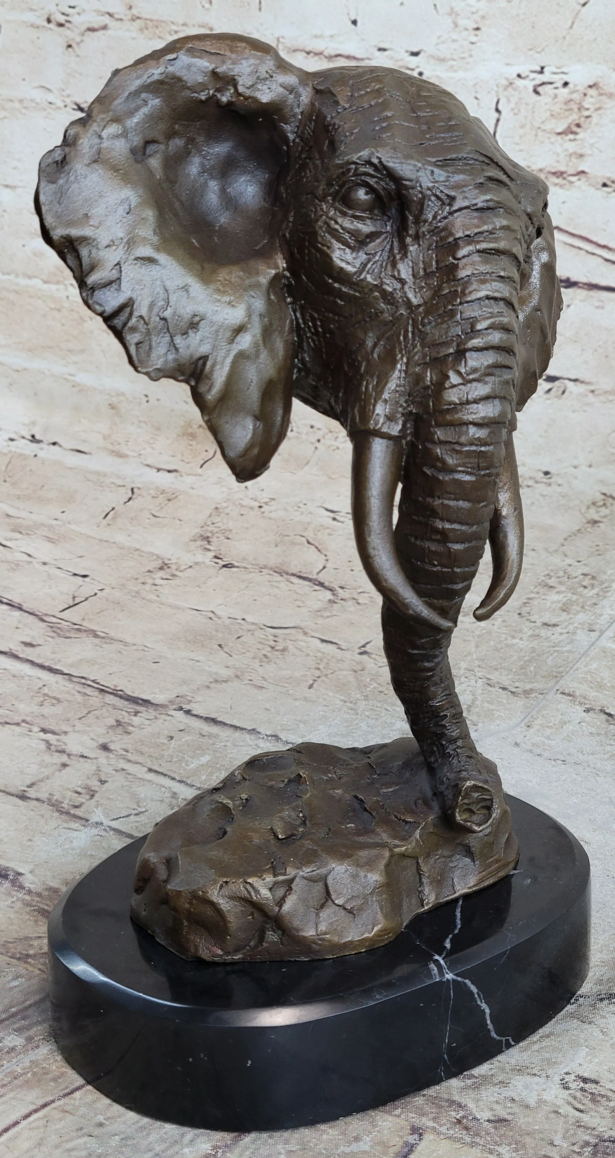 Original Milo Large Elephant Bust Bronze Sculpture Statue Wildlife Safari Decor - Image 4