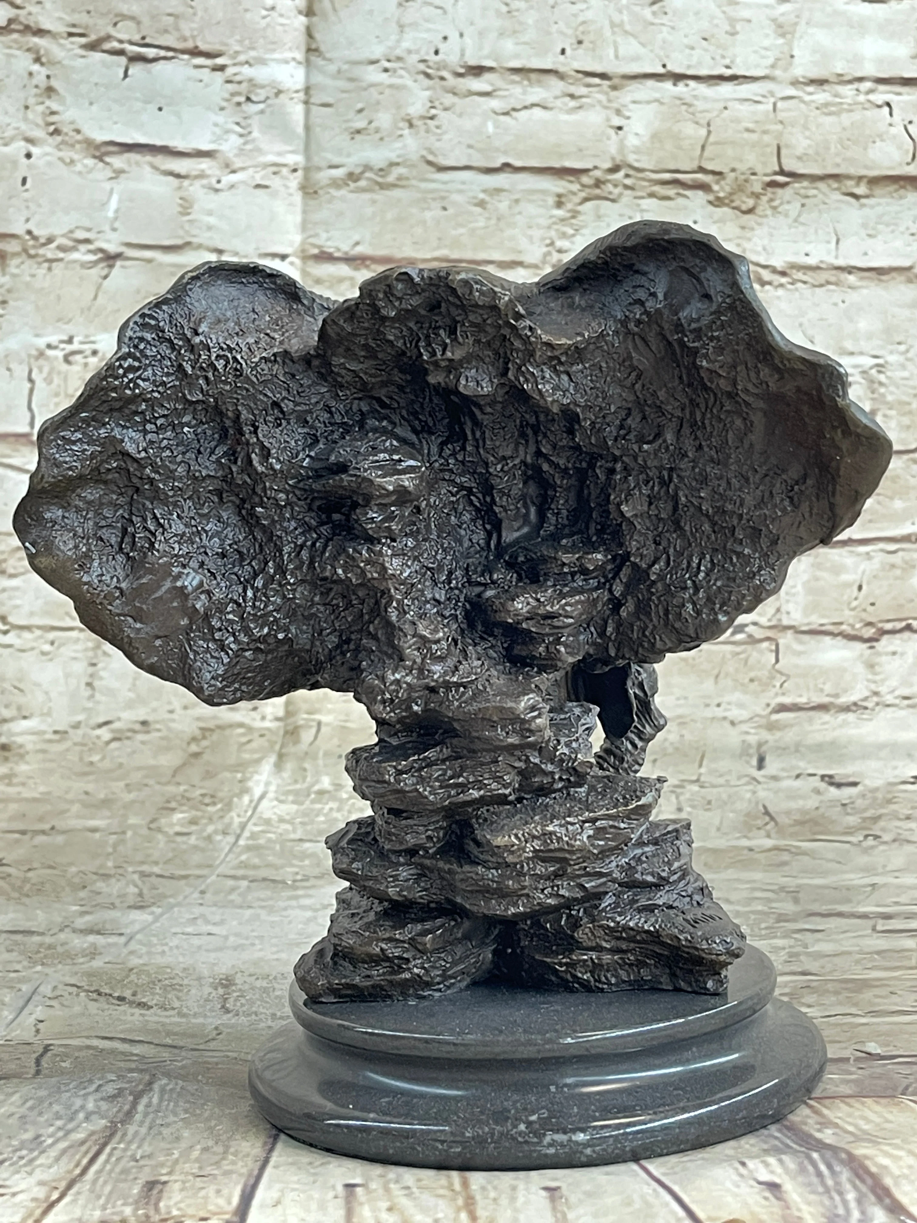 Original Striking Massive Elephant Head Bust with Baby Bronze Sculpture Statue - Image 5