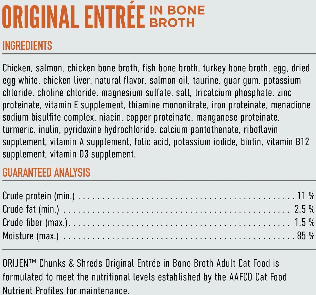 Orijen Grain Free Chunks & Shreds, Original Wet Cat Food (3oz) - Image 4