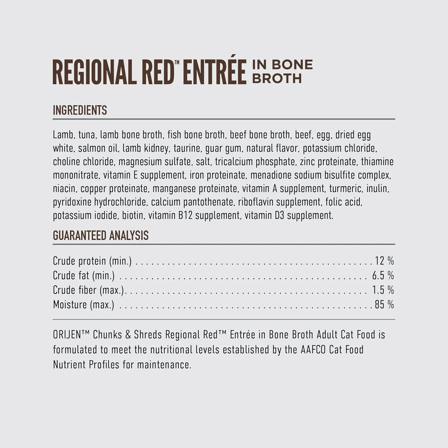 Orijen Grain Free Chunks & Shreds, Regional Red Wet Cat Food (3oz) - Image 4