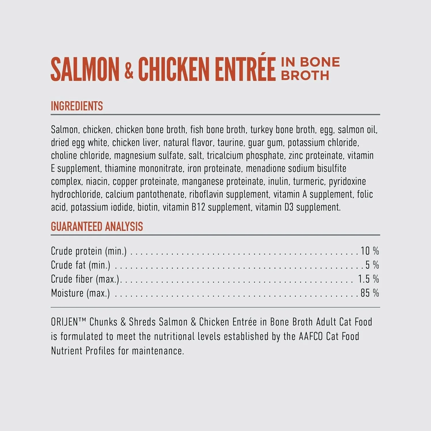 Orijen Grain Free Chunks & Shreds, Salmon & Chicken Wet Cat Food (3oz) - Image 4