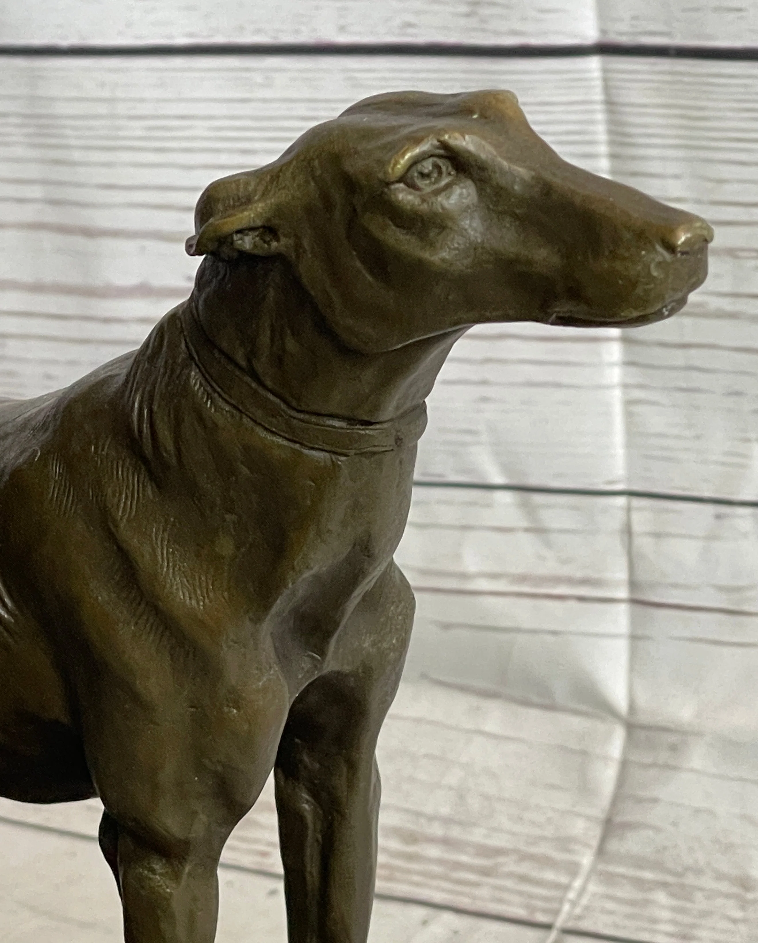 Pair of Greyhounds - Two Slender Racing Dogs Handmade Bronze Sculpture by Fremiet - Image 9