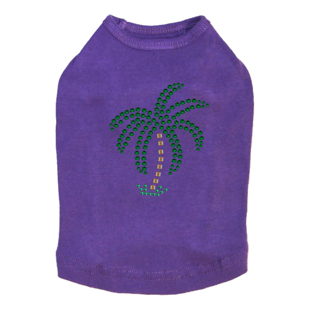 Palm Tree (Green Rhinestones - Small) - Dog Tank - Image 2
