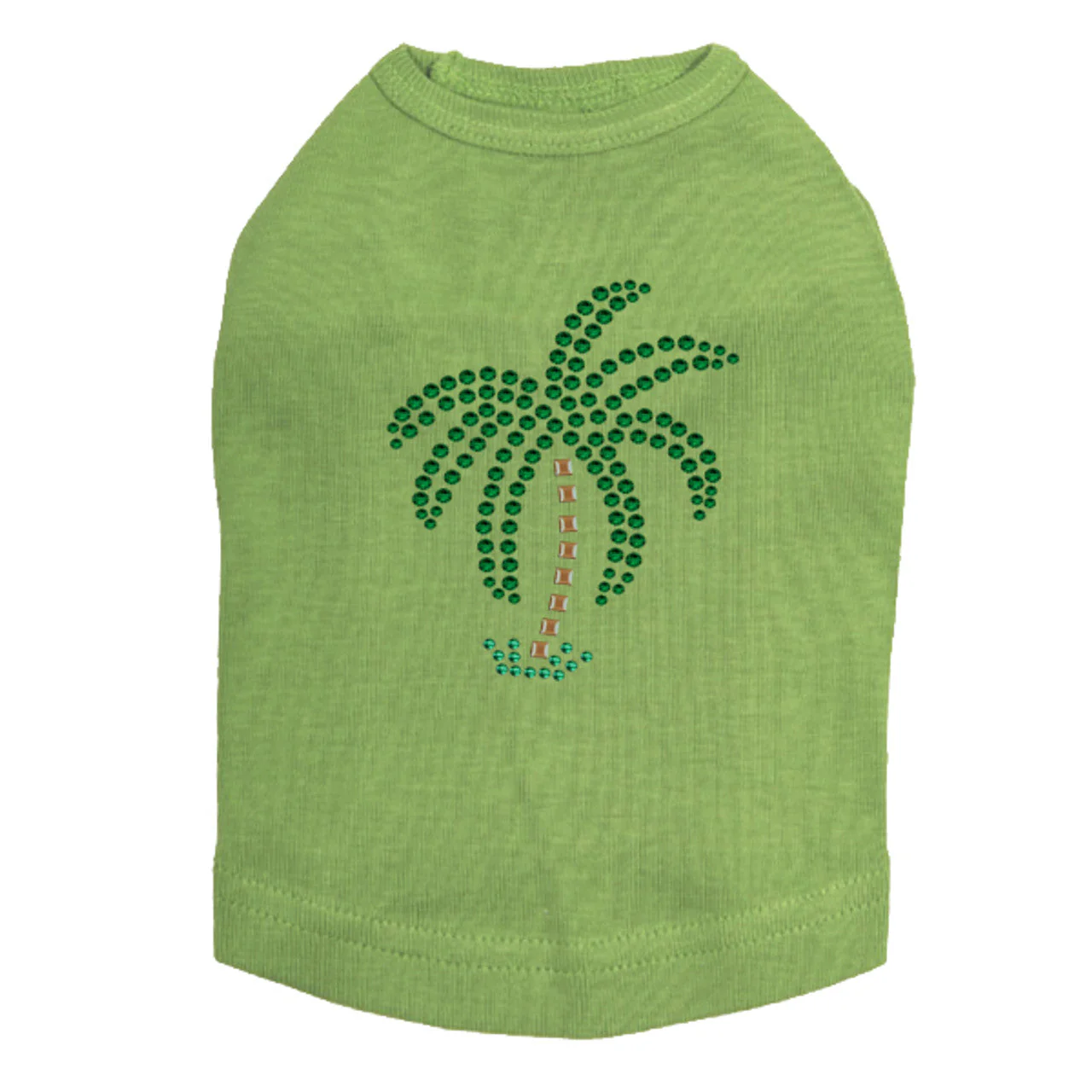 Palm Tree (Green Rhinestones - Small) - Dog Tank - Image 3